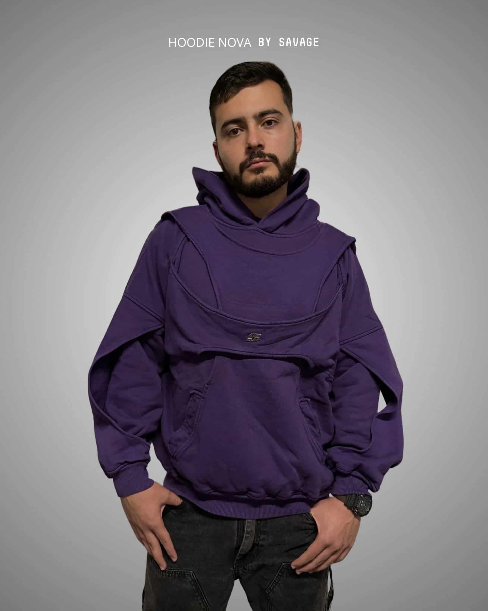 Hoodie Nova  Sun fade Morado 400 gramos - miniatura 3
