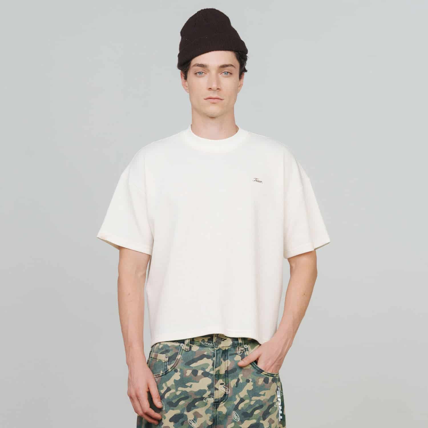 Textured Boxy Tee - Cream - miniatura 3