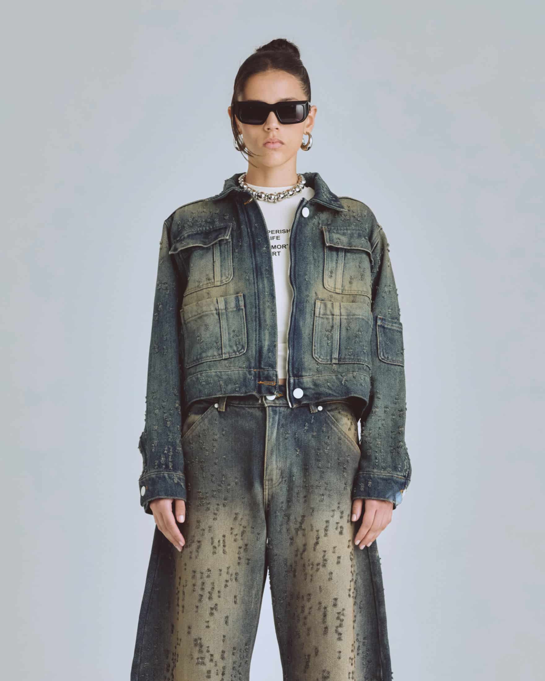 W Agnus Dei Undrgld Ripped Jacket Dirty Blue - miniatura 2