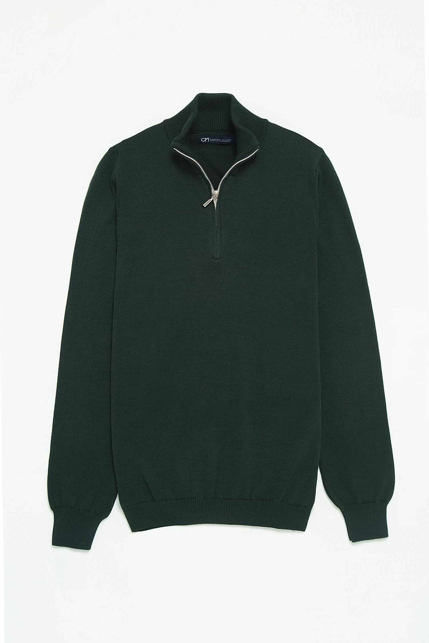 Saco Half Zip Algodón Verde Botella - miniatura 1