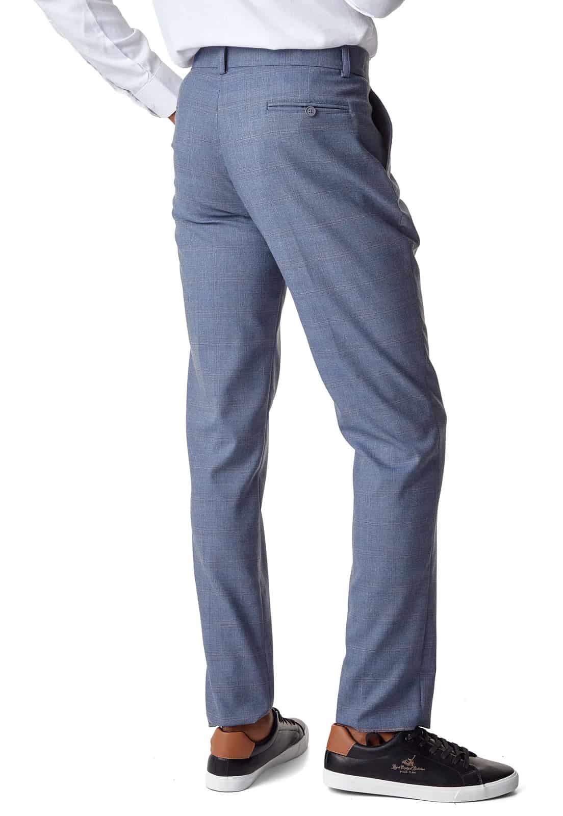 Pantalón azul formal a cuadros - miniatura 2