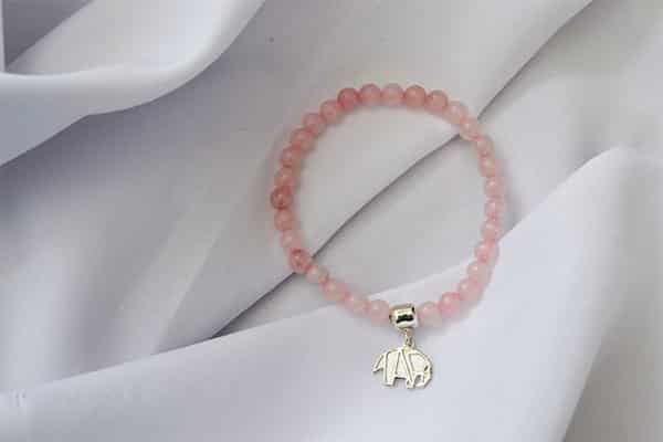 Pulsera Cuarzo Rosa dije elefante P - miniatura 1