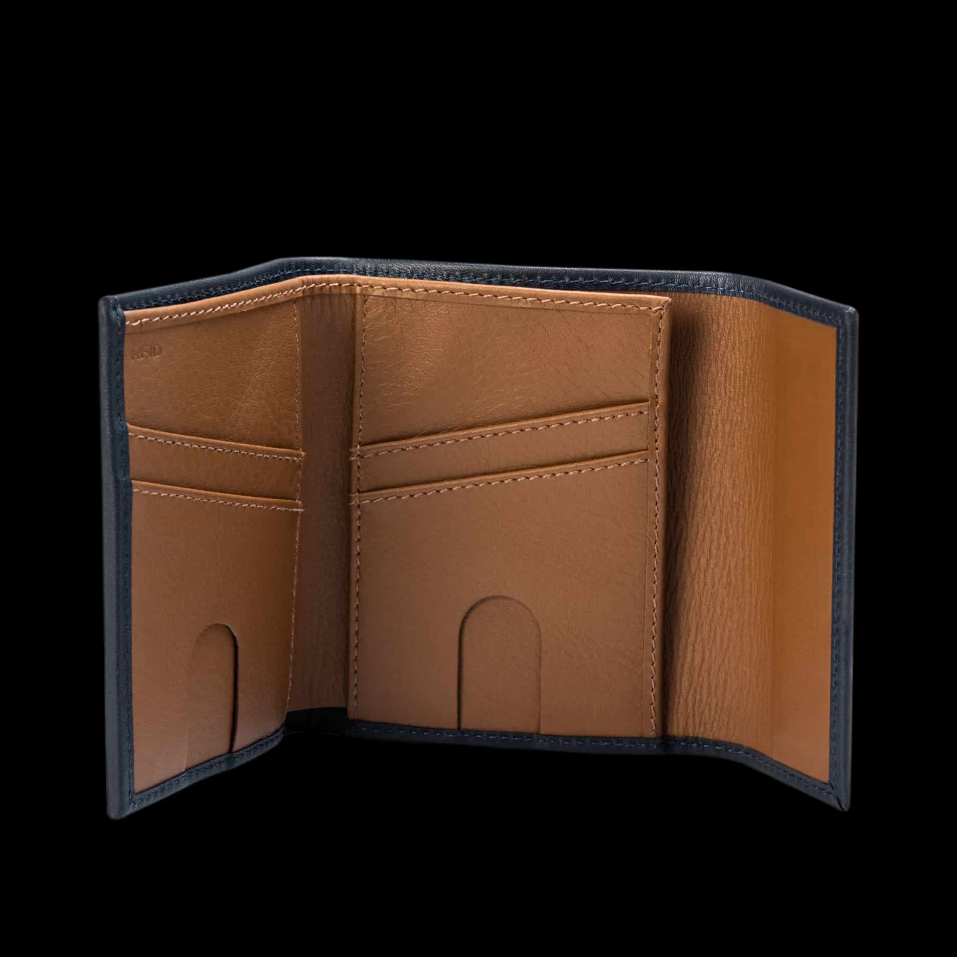 Billetera Imán de Cuero (Azul - Café) — Con Grabado de Iniciales - miniatura 2