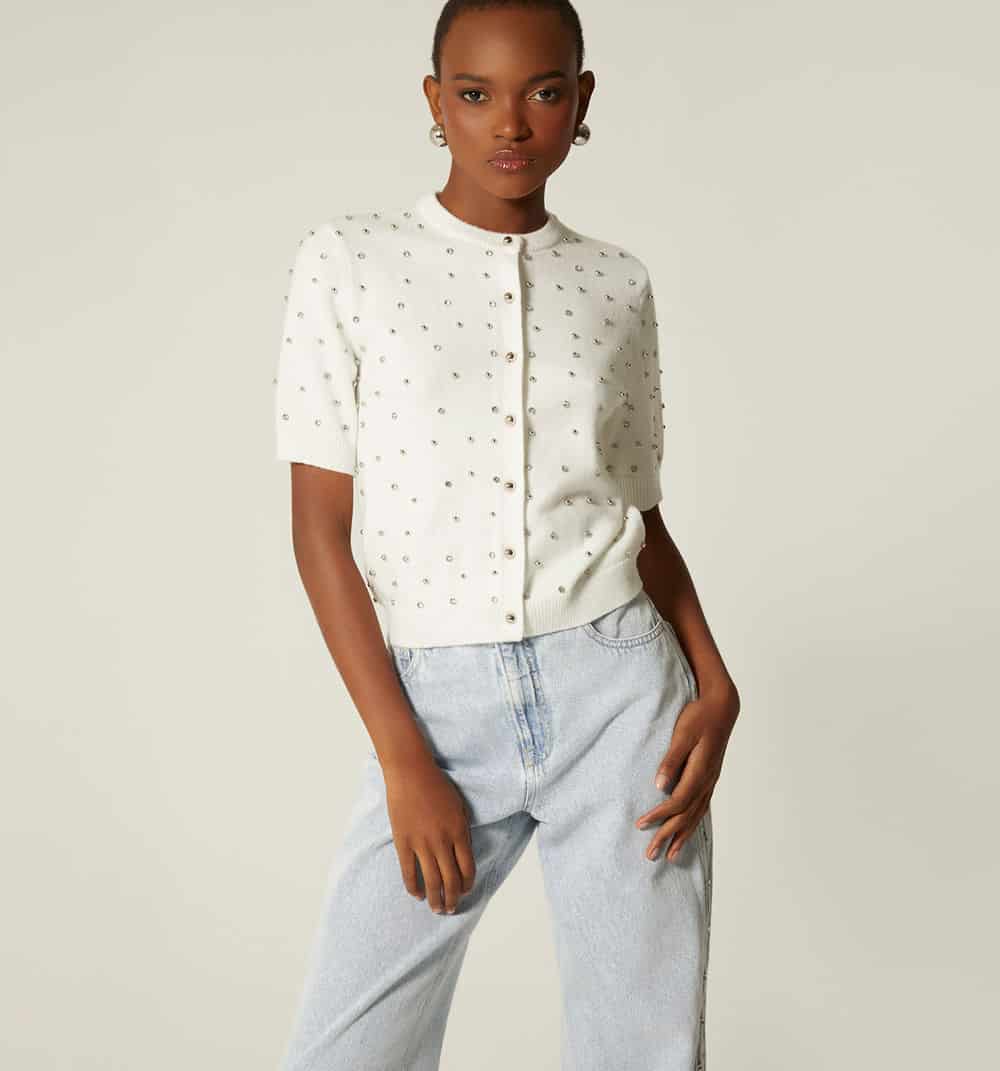 Blusa manga corta con apliques - miniatura 9