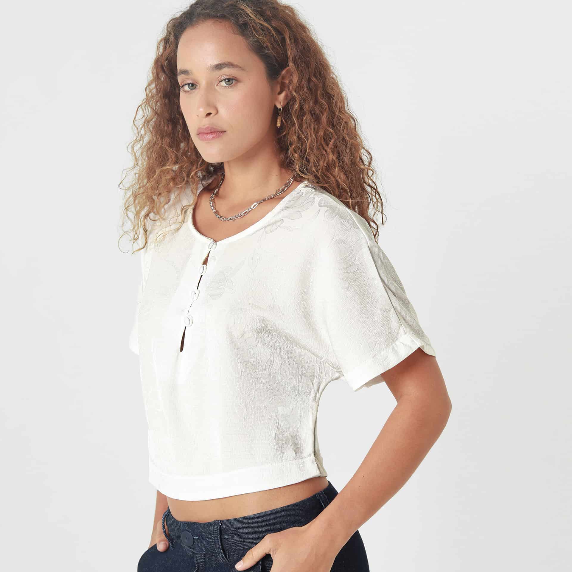Blusa Cuello Redondo Manga Corta - miniatura 2