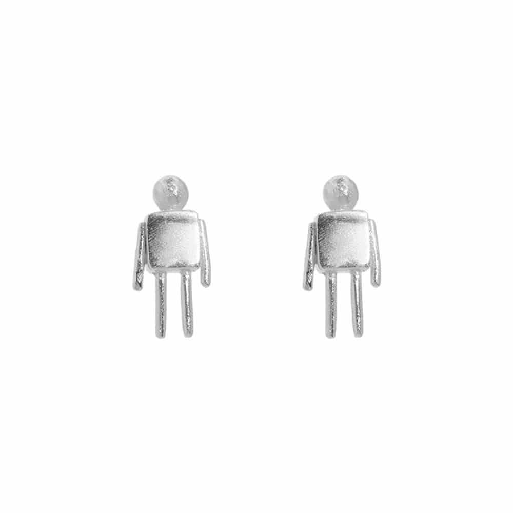 Aretes Robot Mini Plata - miniatura 2