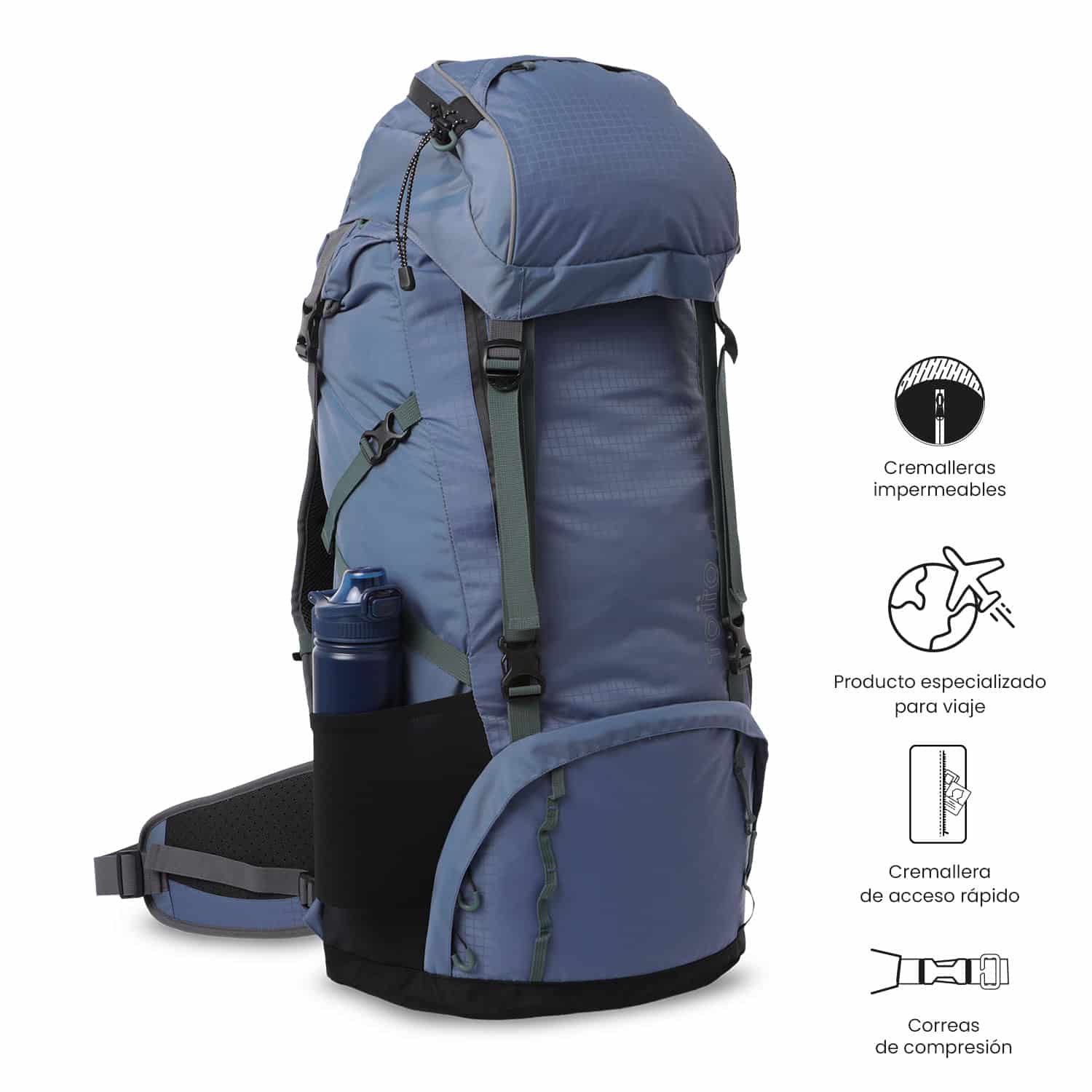 Morral Outdoor Summit 65 Grande Azul - miniatura 7