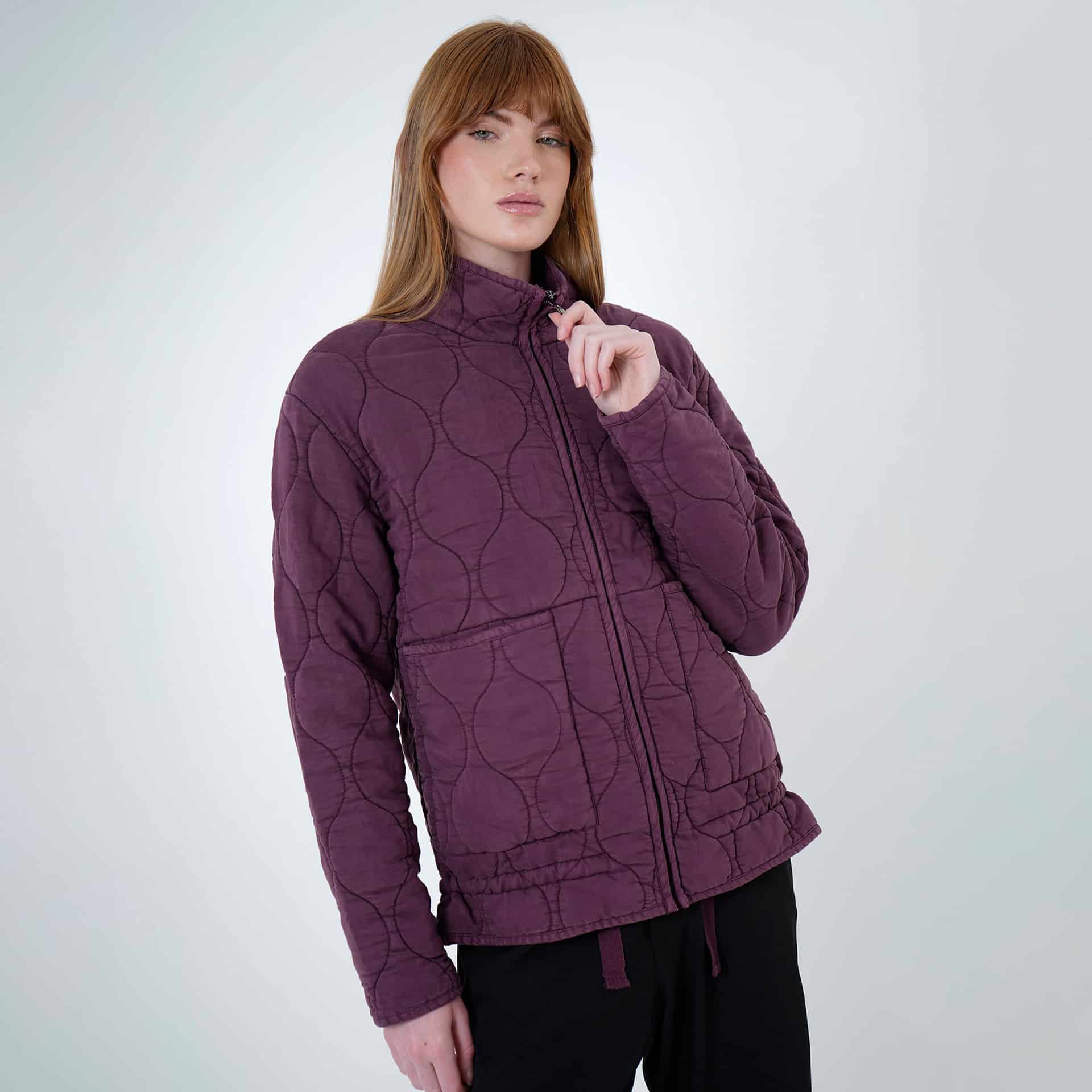 Chaqueta acolchada manga larga cuello alto con bolsillos de parche - miniatura 5