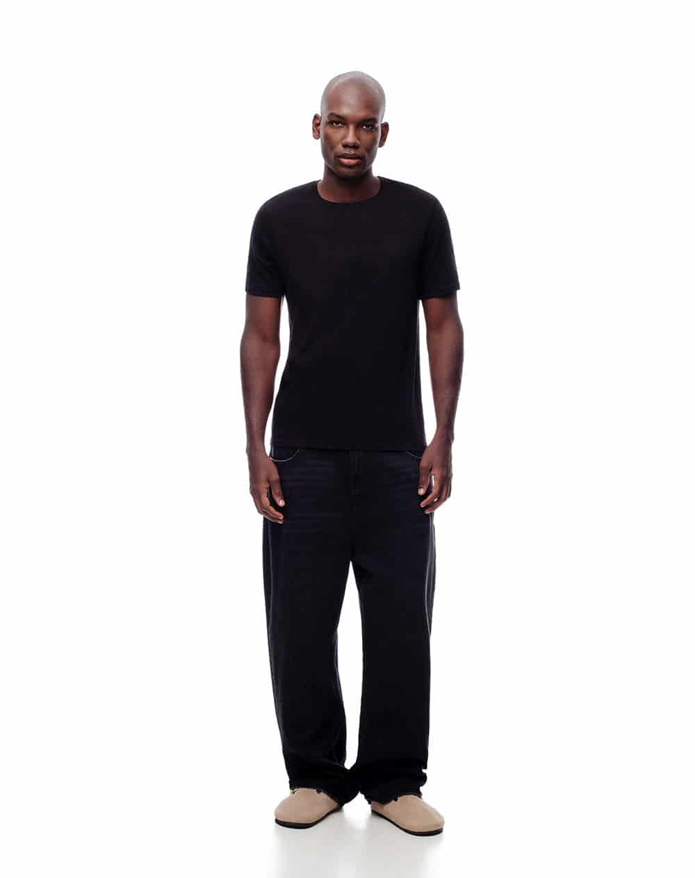 Camiseta relax algodón jersey negra hombre - miniatura 4