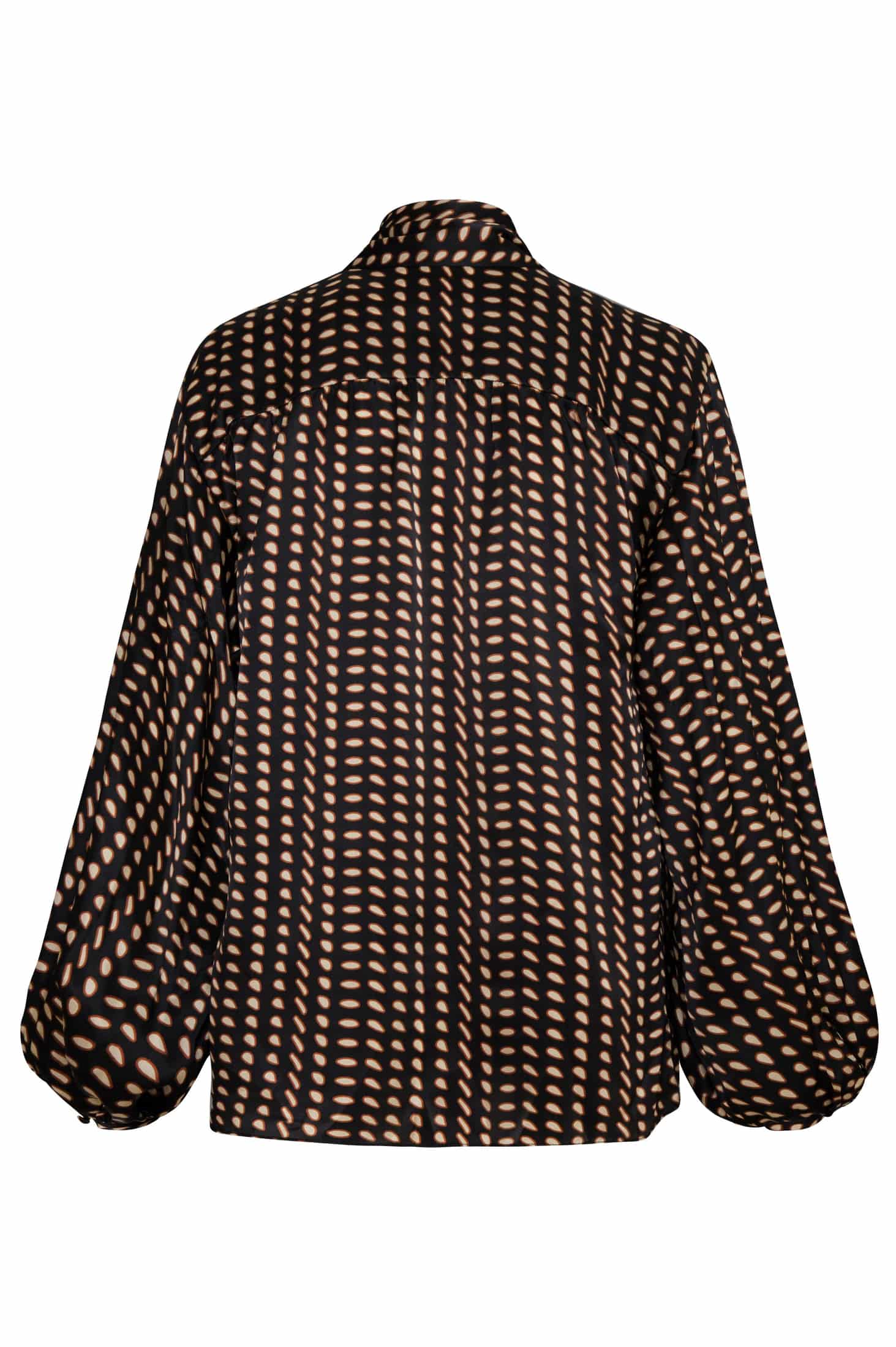 Simonetta Satin Silk Shirt / Black & Ivory Seeds - miniatura 3
