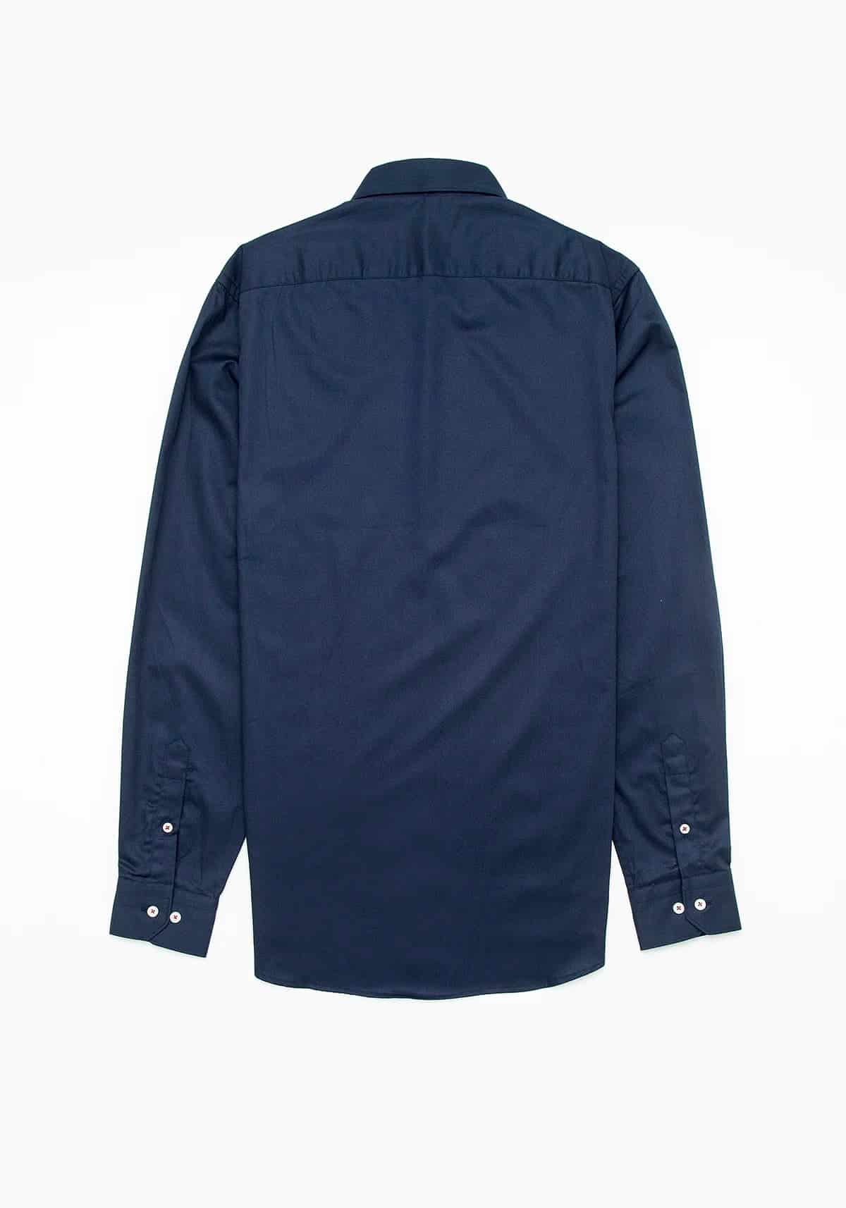 Camisa Sarga Botón Contraste Algodón Azul Oscuro - miniatura 4