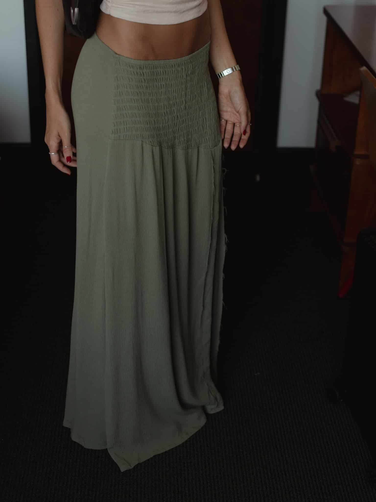 BOHO MAXI SKIRT - OLIVE - miniatura 1