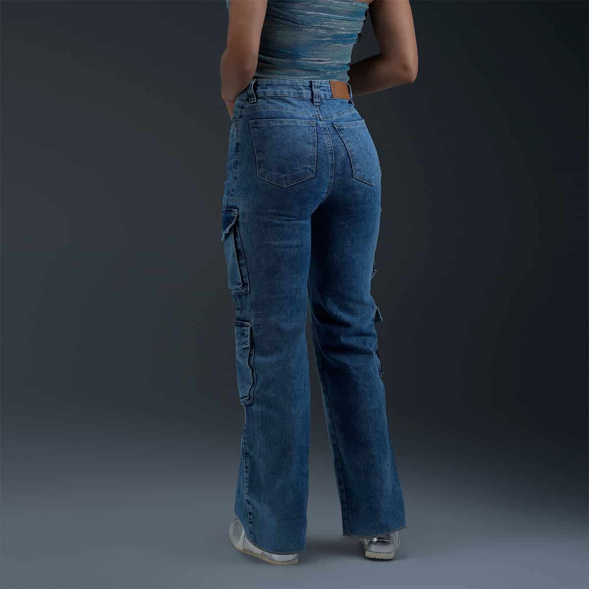 Jeans Cargo Azul Mujer - miniatura 2