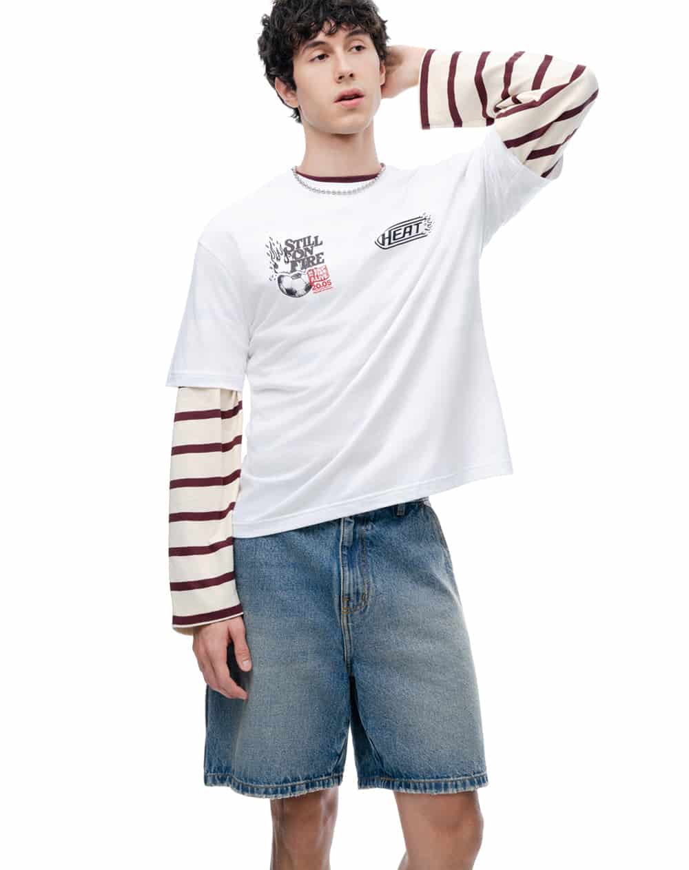 Camiseta manga corta regular estampado blanco hombre - miniatura 3