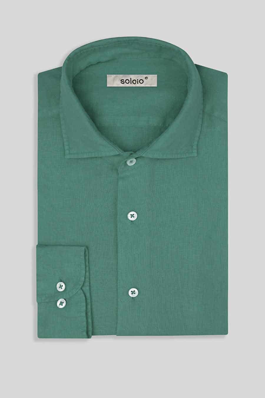men’s linen shirt green persa basic - miniatura 4
