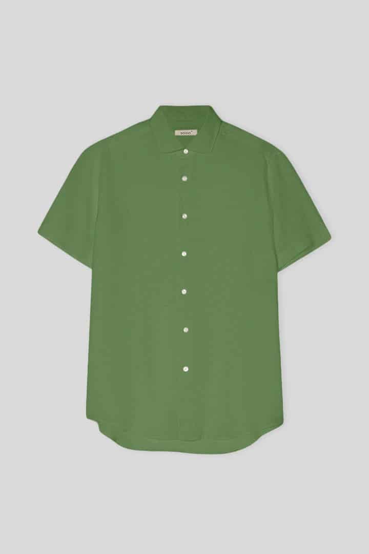 Men's linen shirt forest green - miniatura 1