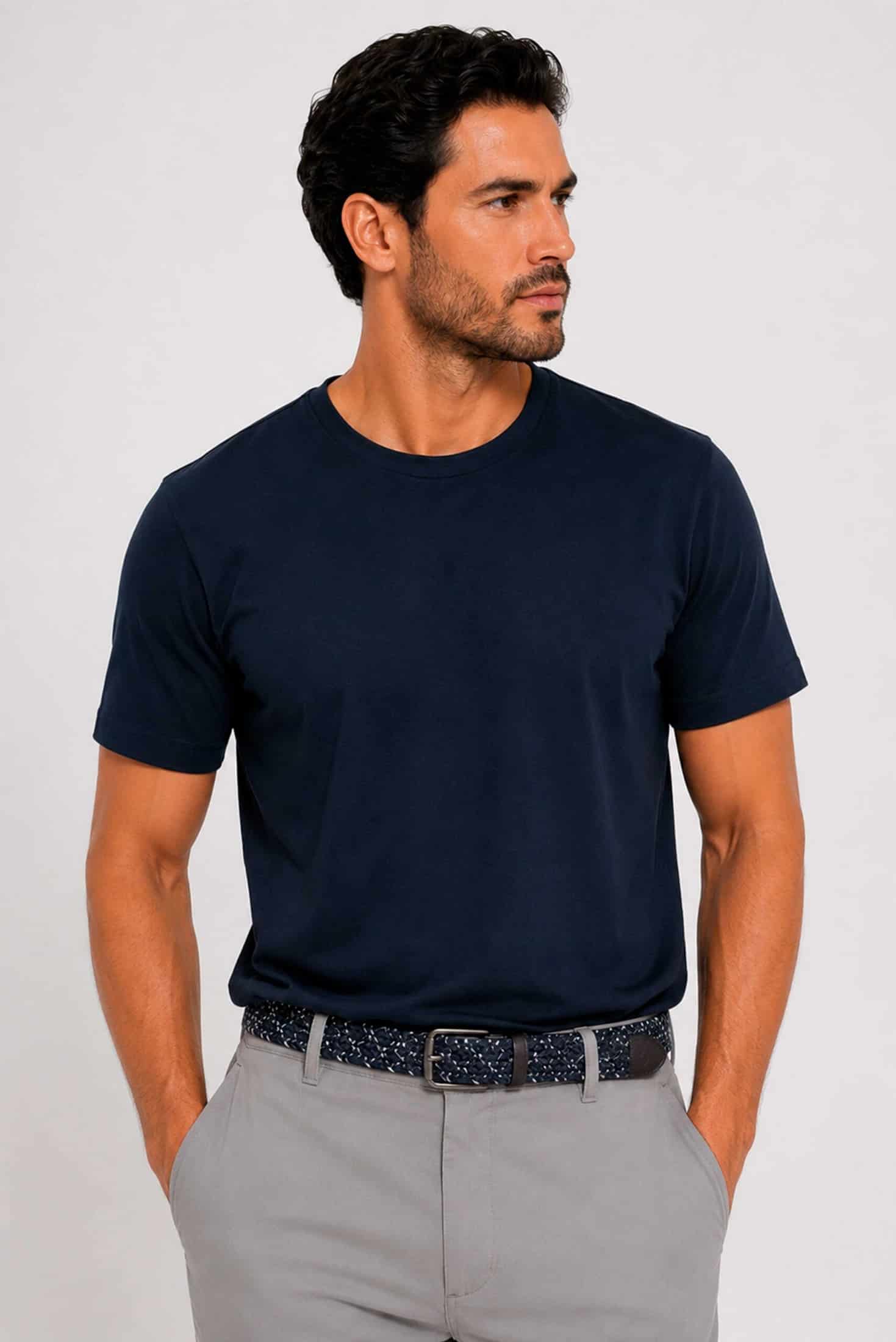 Camiseta 100% Algodón Pima Azul Navy - miniatura 1