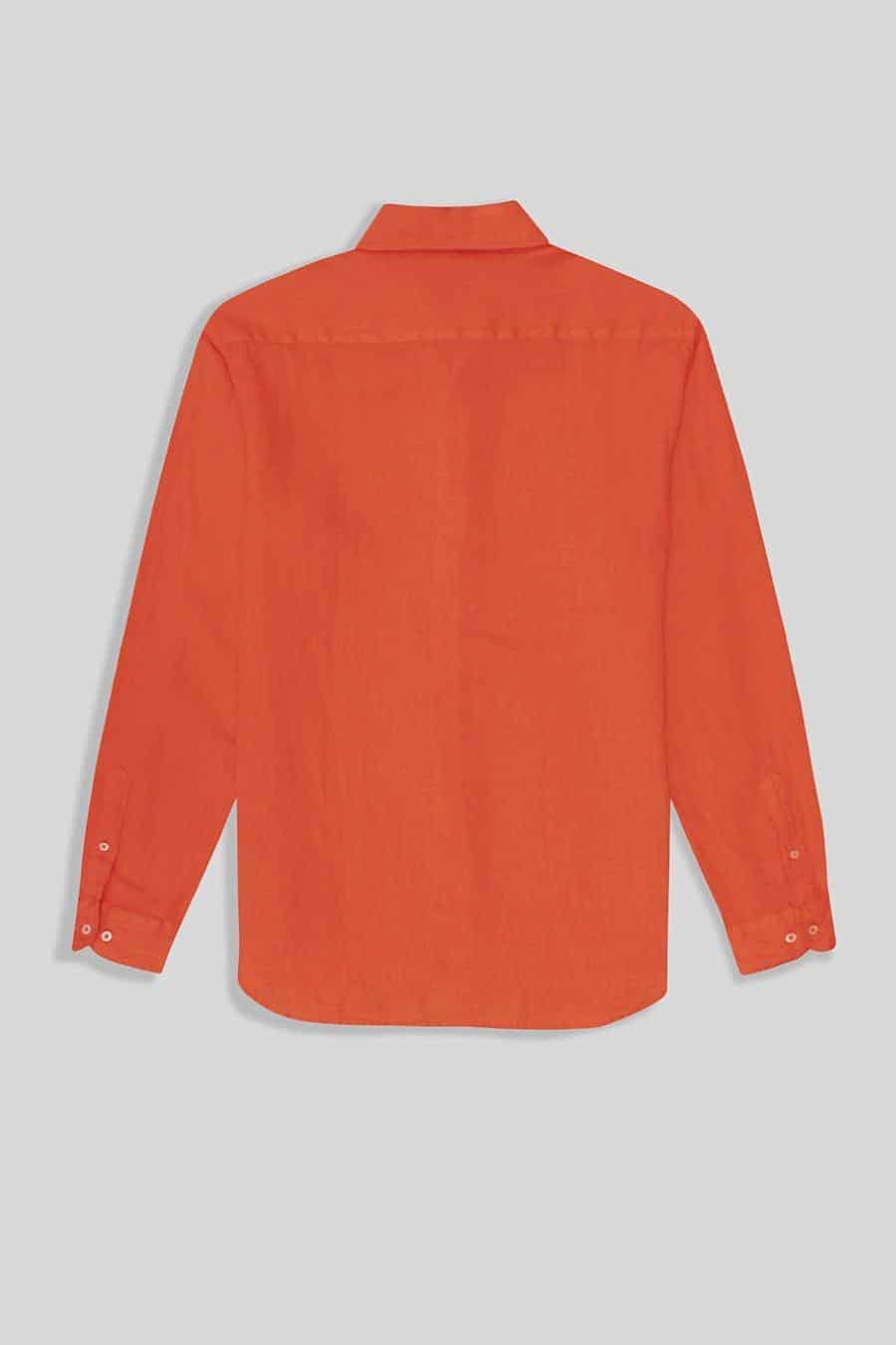 Men's linen shirt strong orange - miniatura 2