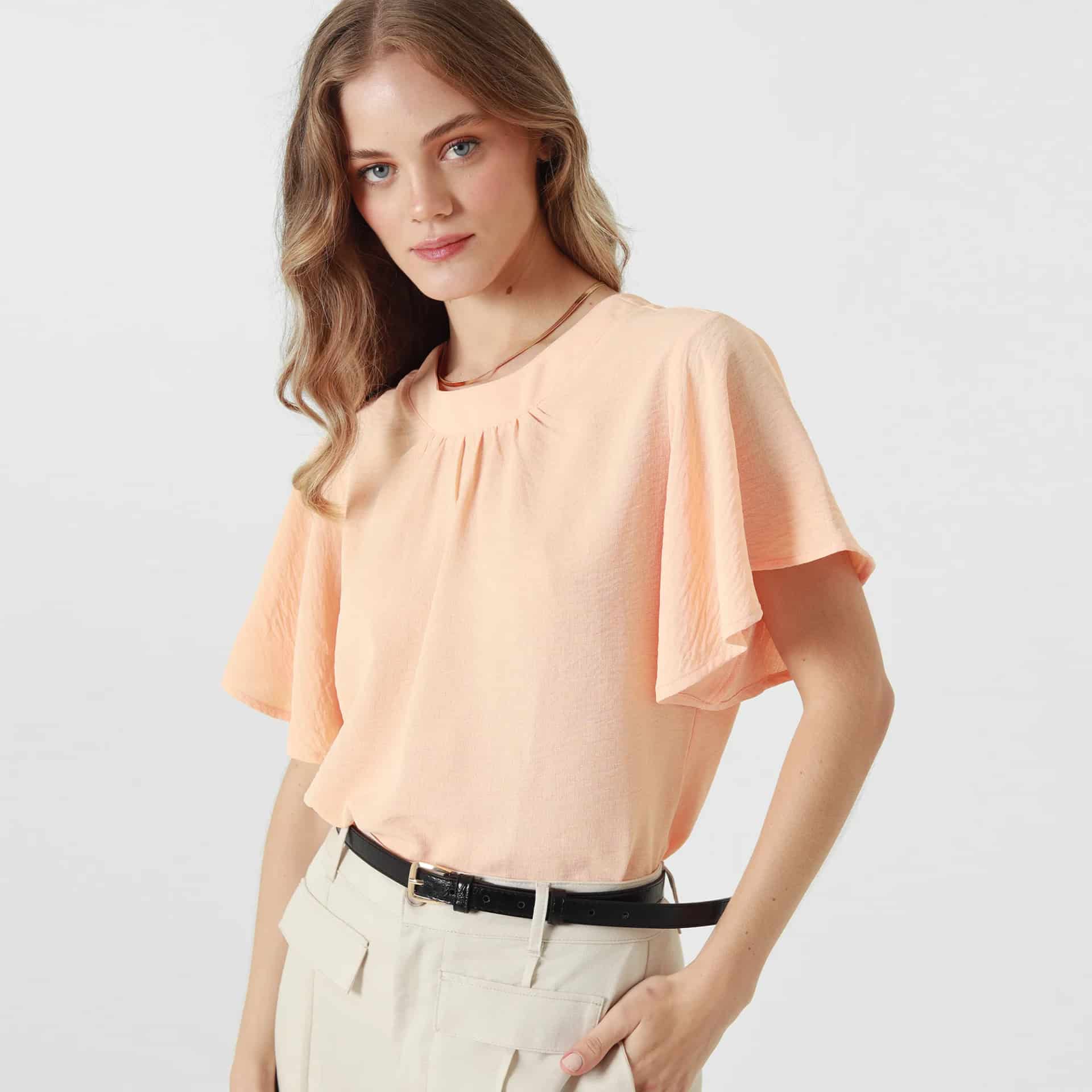 Blusa Cuello Redondo Manga Corta - miniatura 1