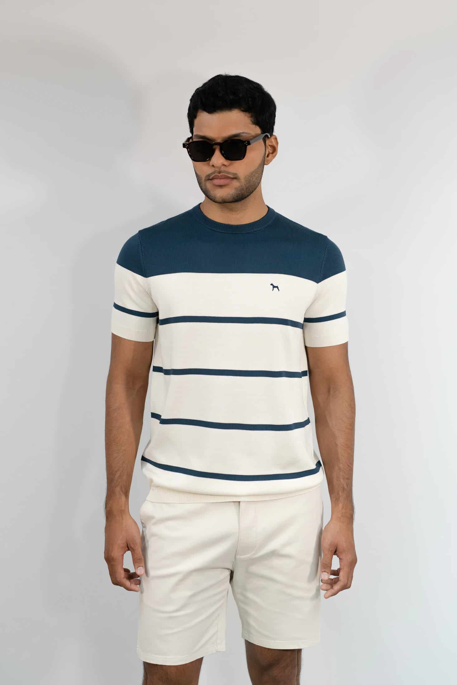 Suéter Fashion Azul Petróleo/Crema - miniatura 5