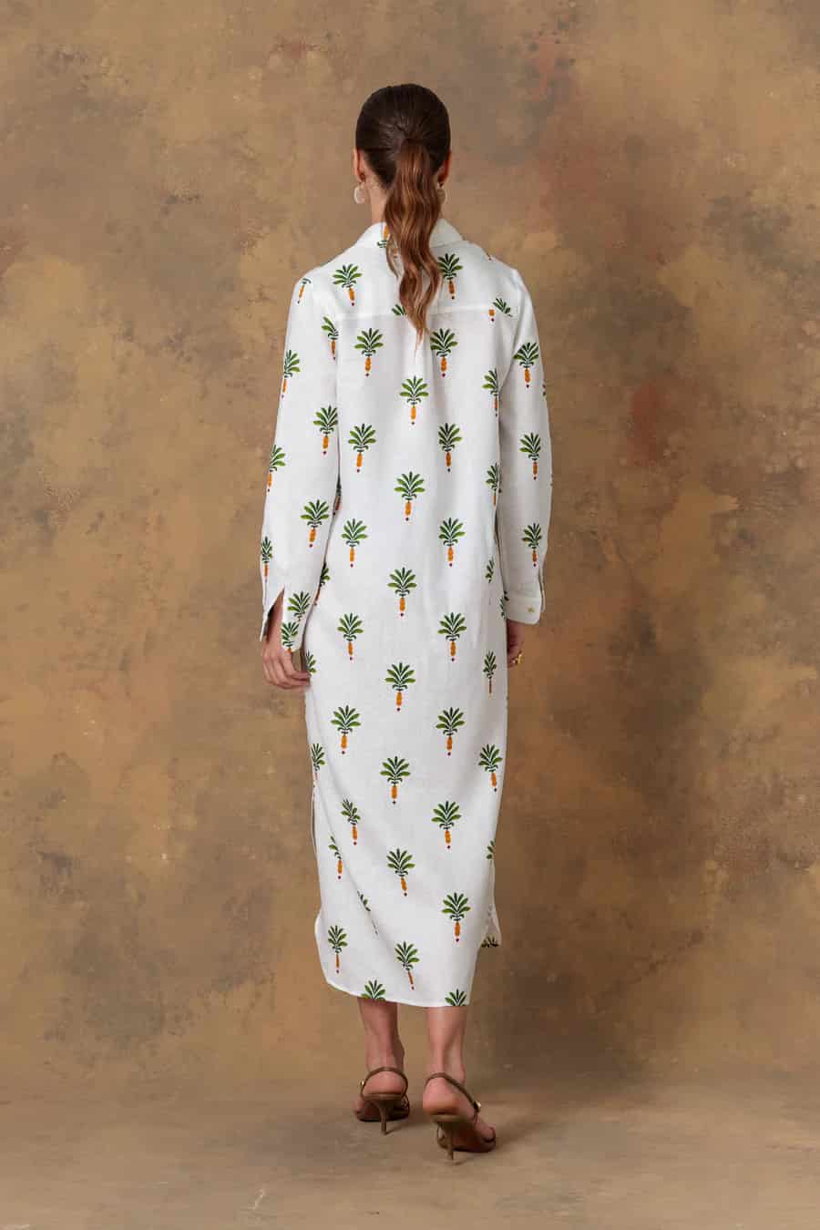 Women's dress linen orfeo white - miniatura 5