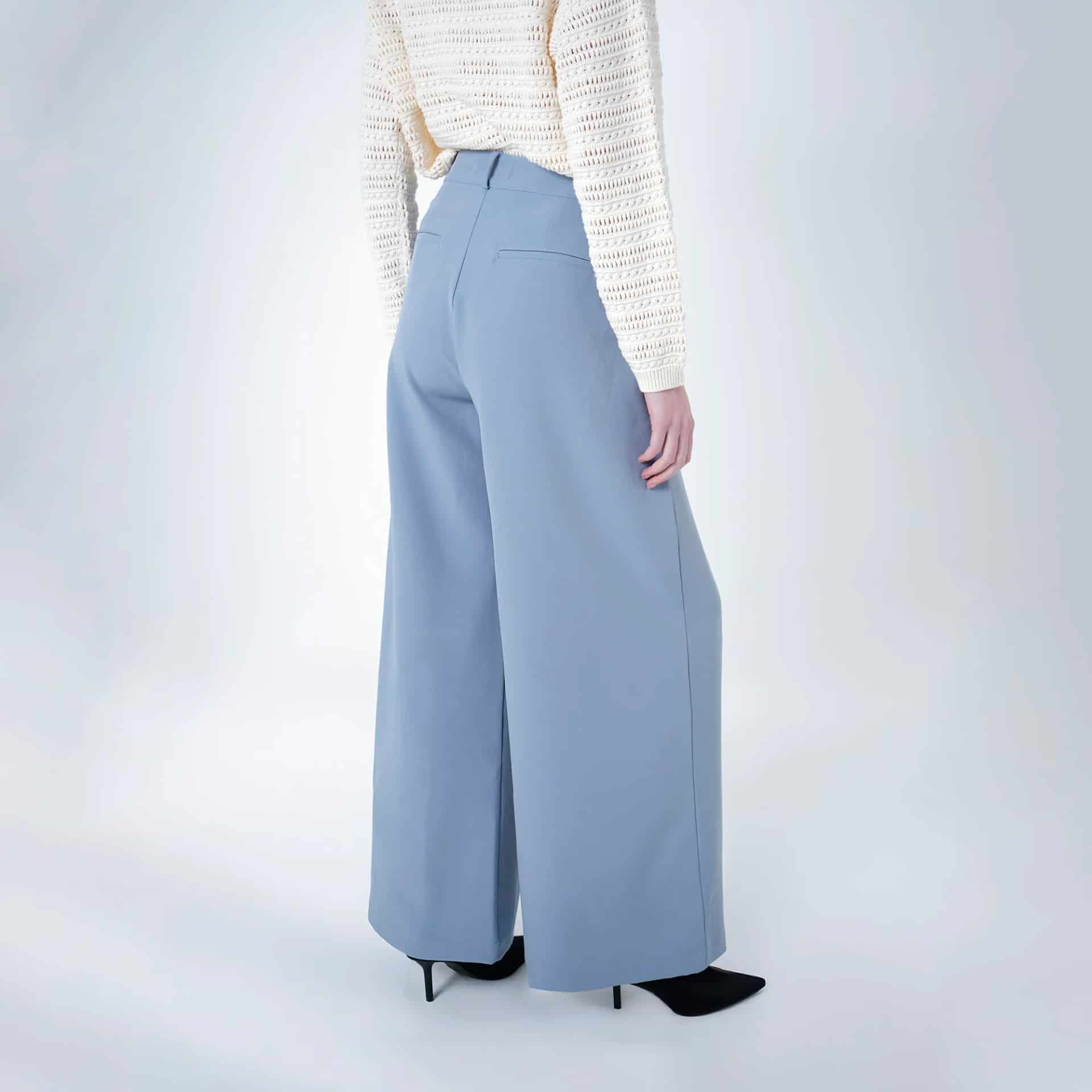 Pantalón palazzo elegante con prenses - miniatura 6