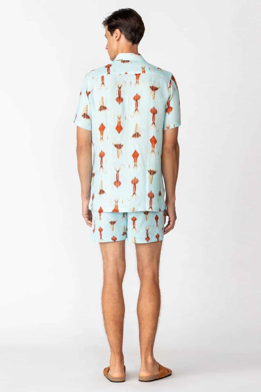Men's linen shirt sky blue egret - miniatura 3