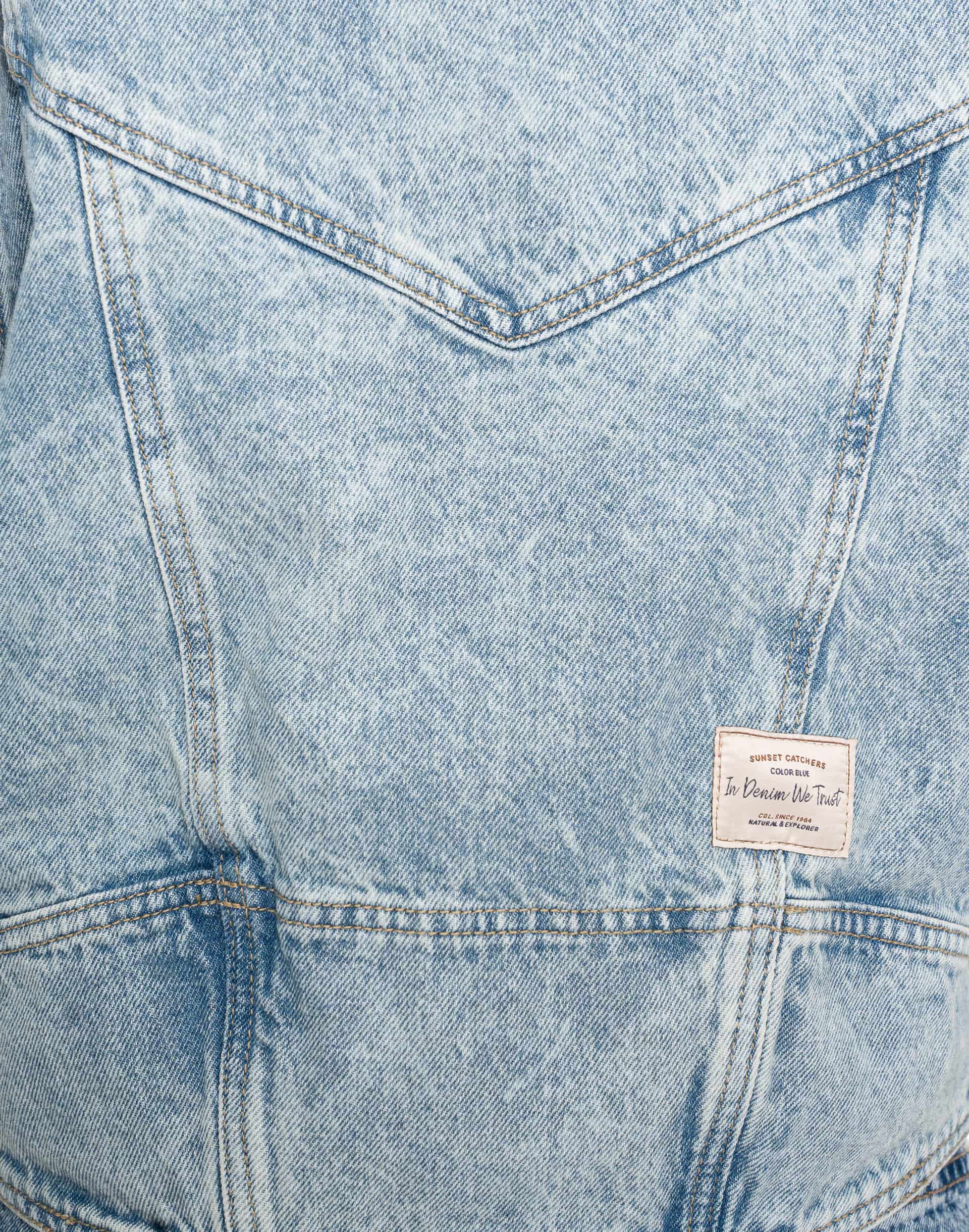 Chaqueta Biker Denim Tiro Regular Indigo - miniatura 8