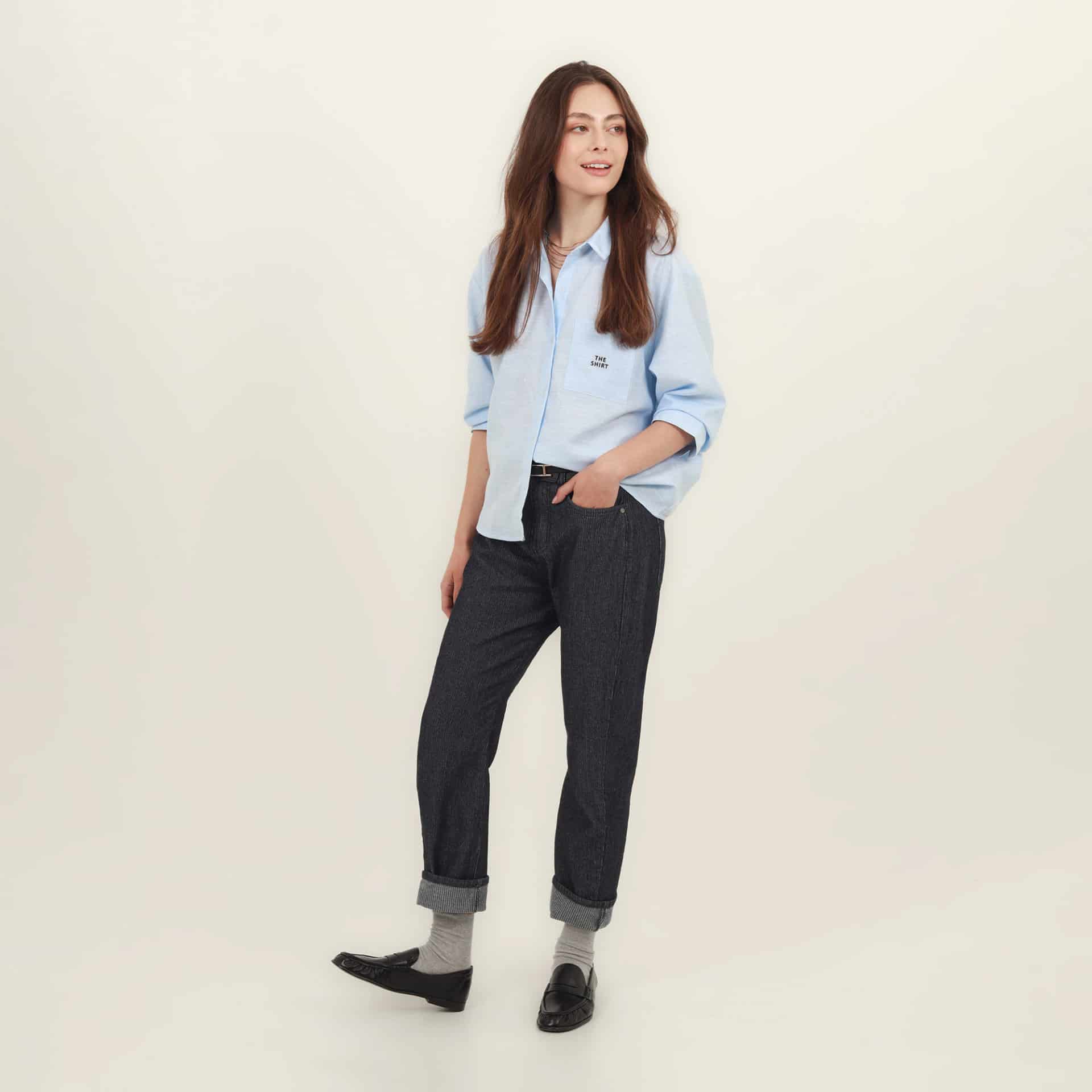 Blusa abierta cuello camisero manga 3/4 con estampado - miniatura 1