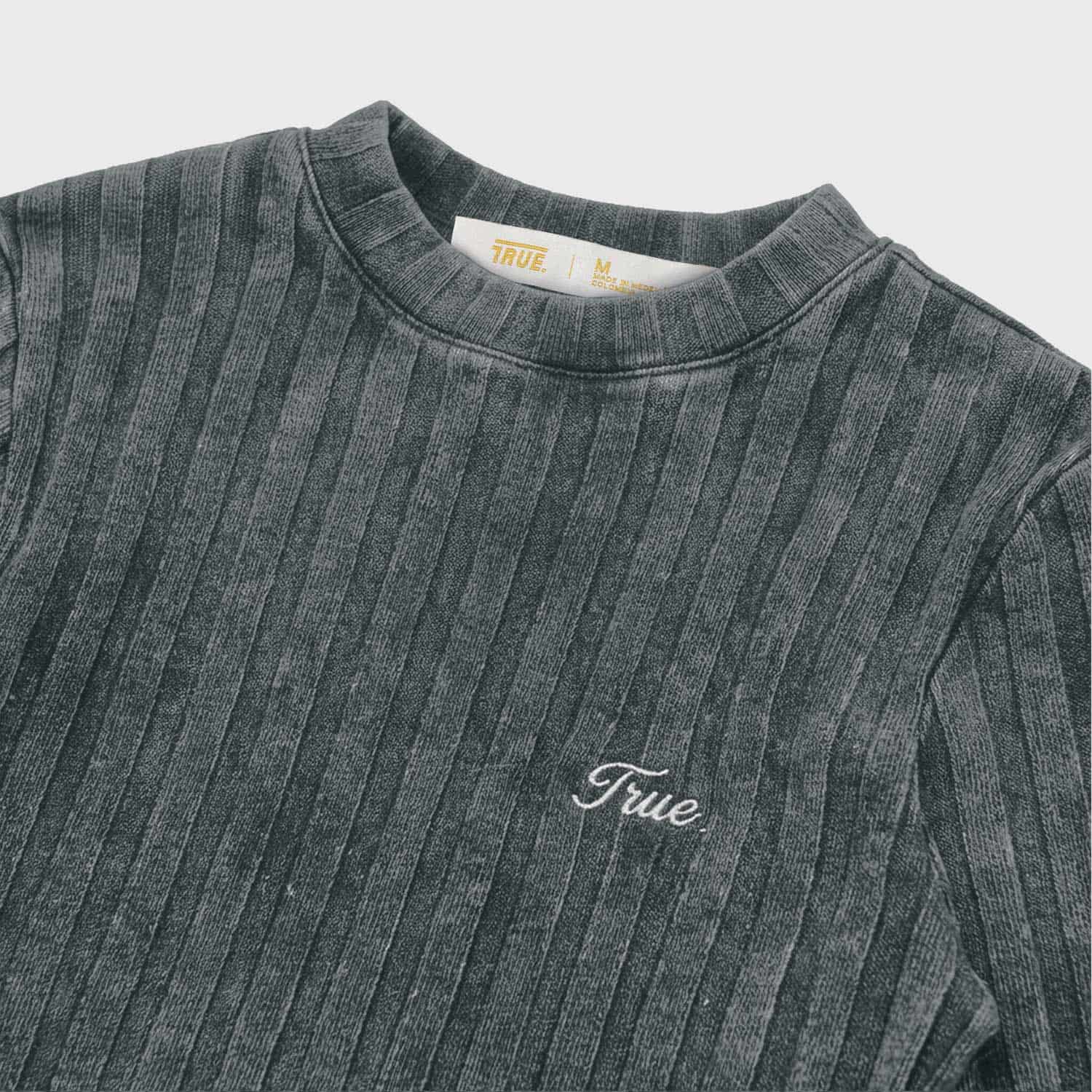 Slim Ribbed Long Sleeve - Washed Black - miniatura 4