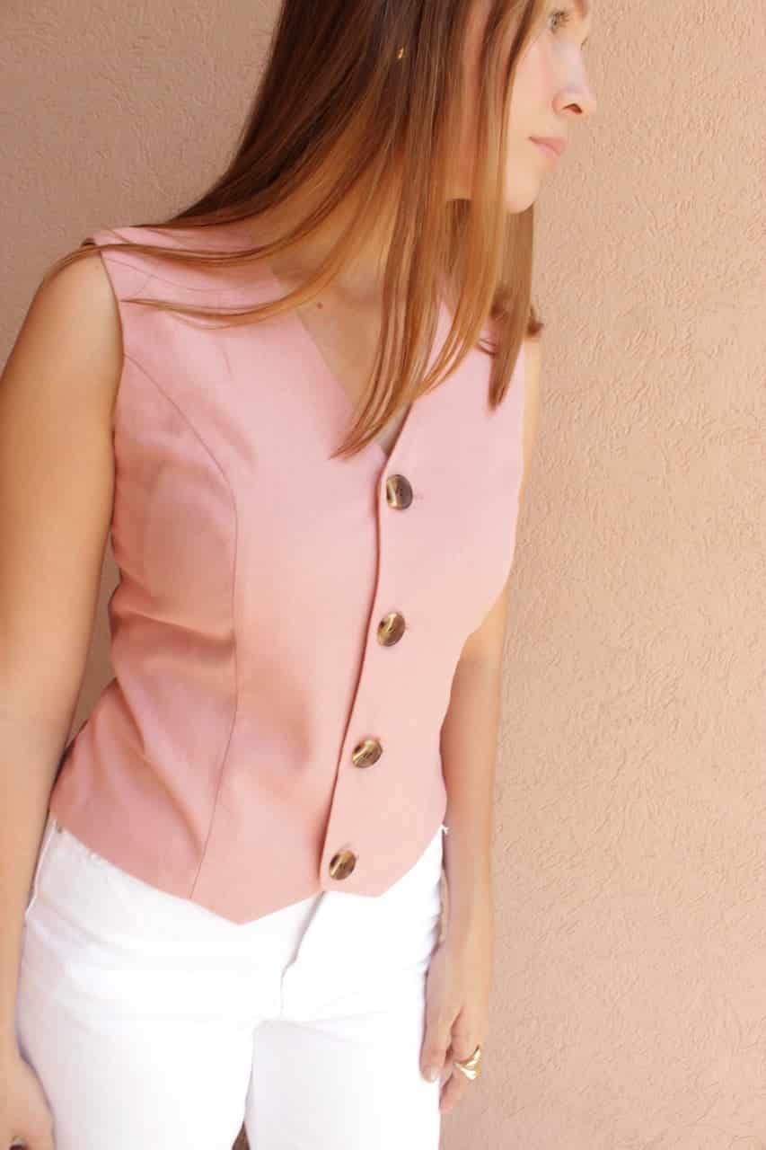 CHALECO FIORE LINO ROSA - miniatura 2