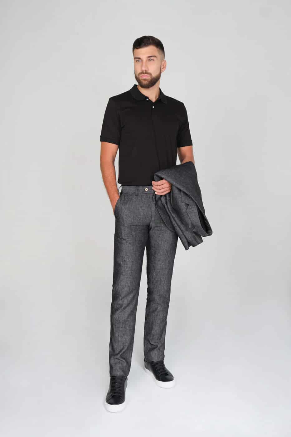 Camiseta Polo 100% Algodón Piqué Negro - miniatura 2
