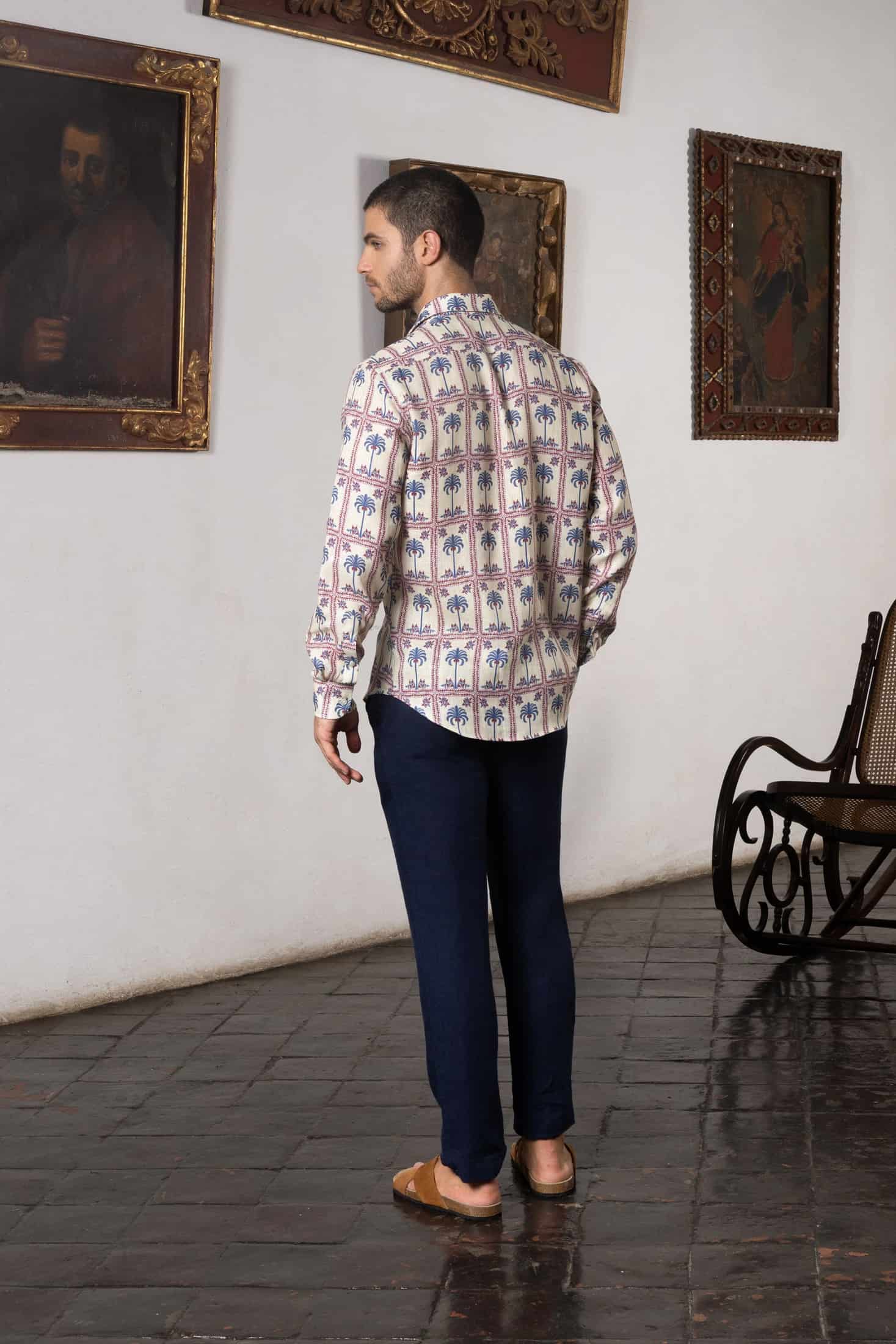 Men's linen shirt tambour - miniatura 3
