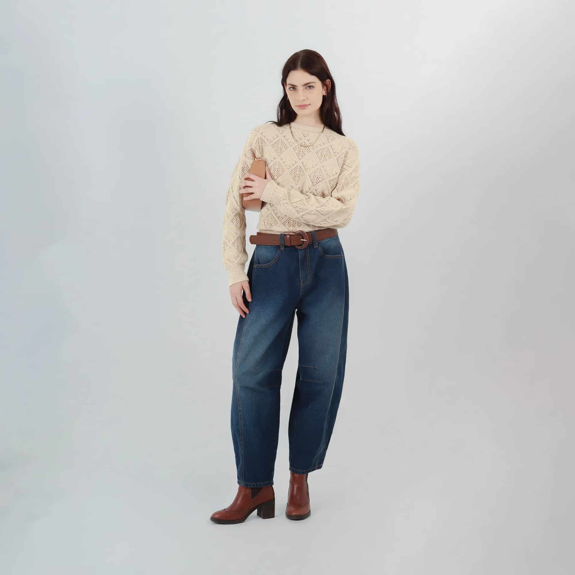 Jean baggy tiro alto con cortes - miniatura 2