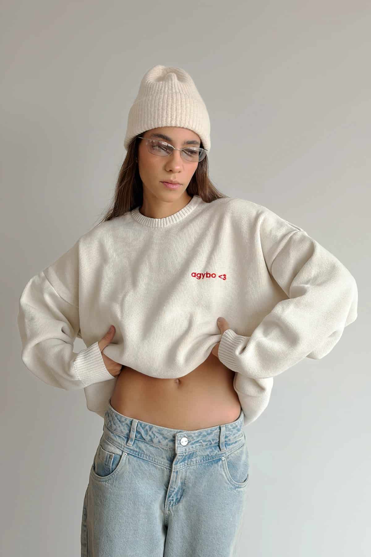 LOGO <3 SWEATER IVORY - miniatura 3