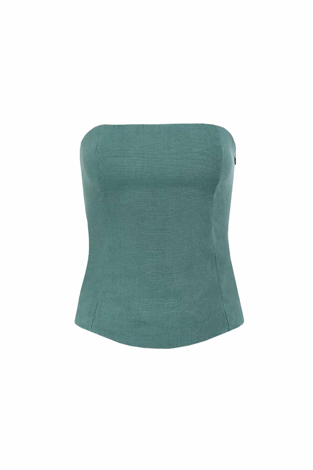Top Corset Gema de lino | Verde pino - miniatura 2