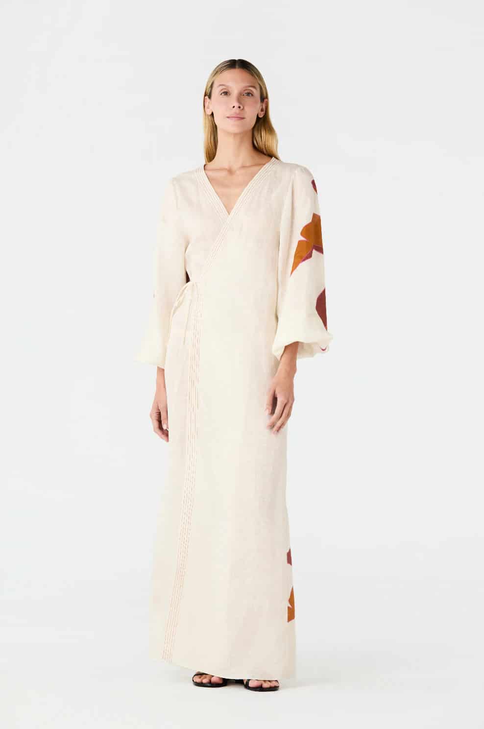 Hojarasca Linen Maxi Dress / Fuchsia Palm - miniatura 2