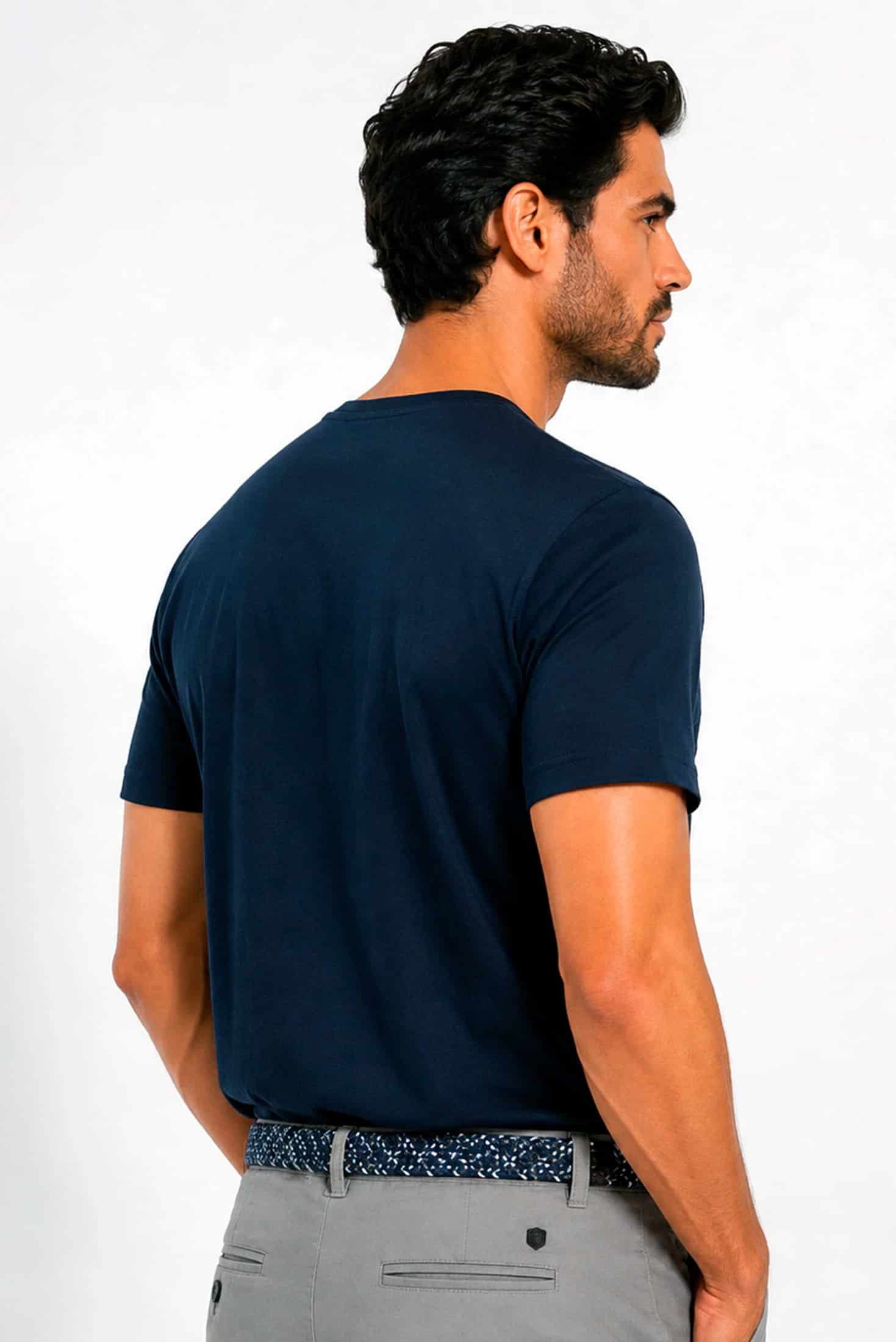 Camiseta 100% Algodón Pima Azul Navy - miniatura 3