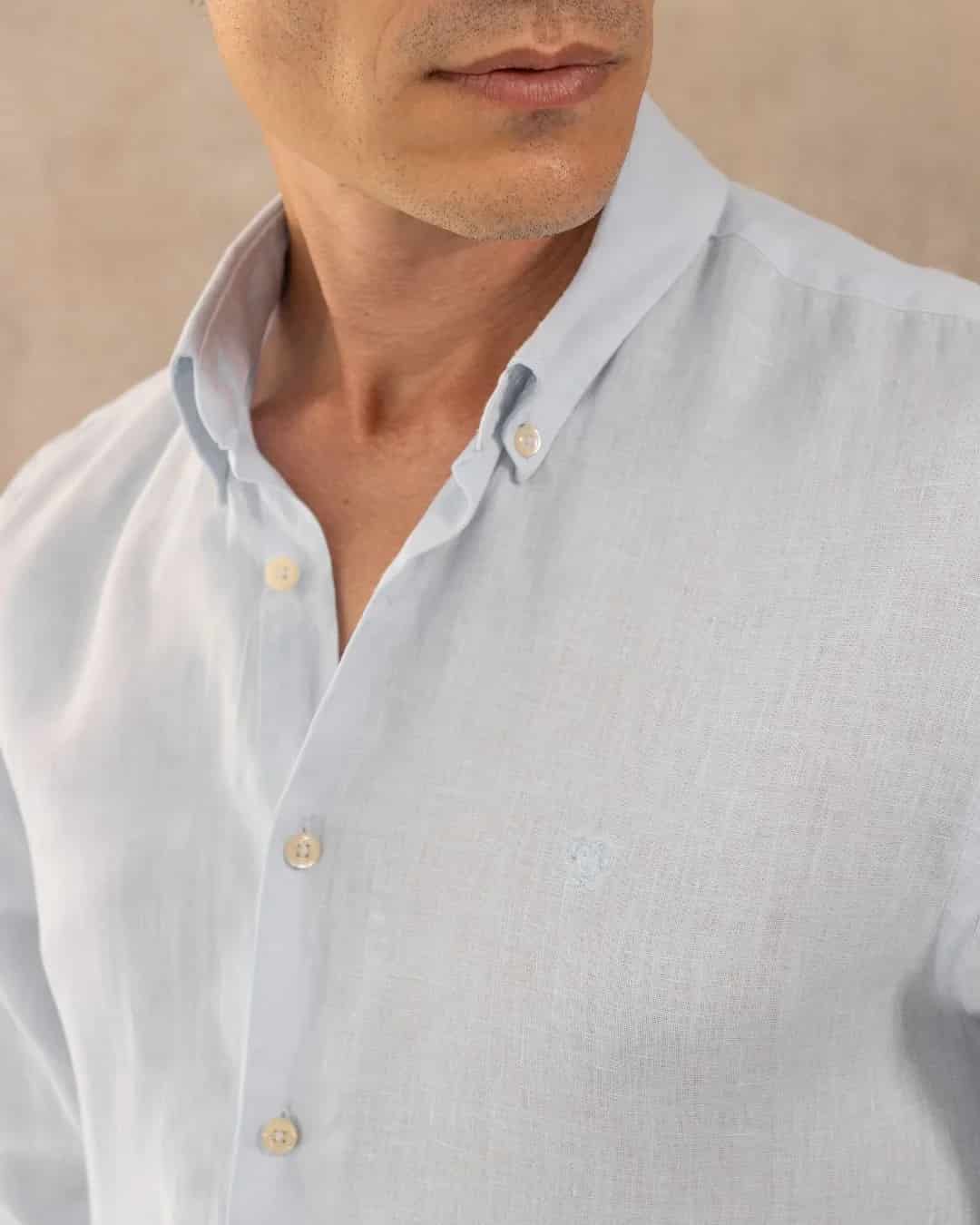 Camisa Antimanchas Lino Azul Capri - miniatura 5
