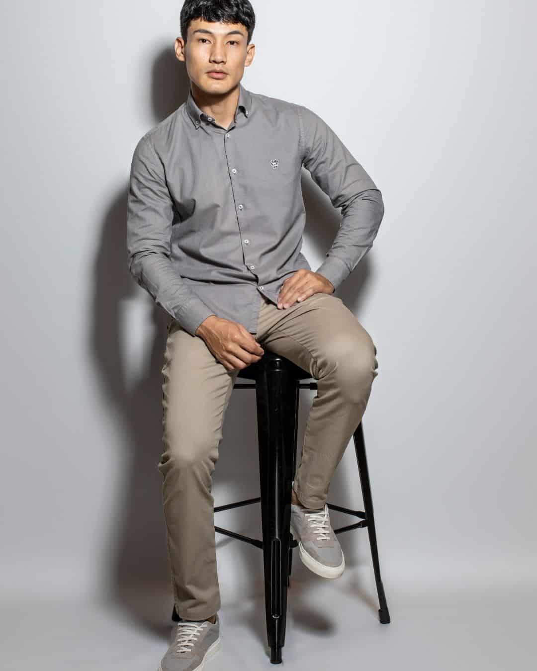 Camisa Antimanchas Oxford Gris - Talla Slim - miniatura 4