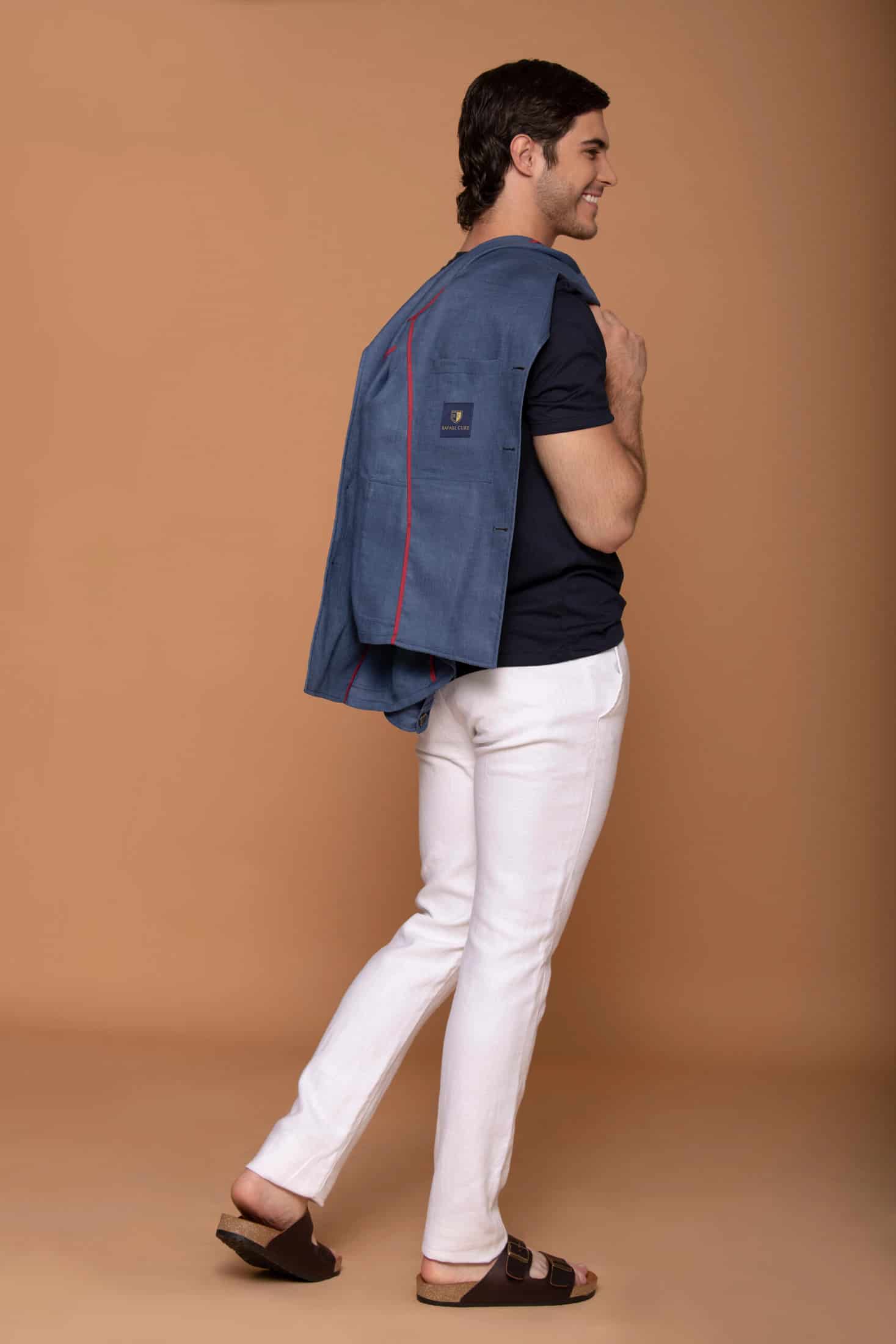 Chaqueta Safari Lino Azul Spark - miniatura 5