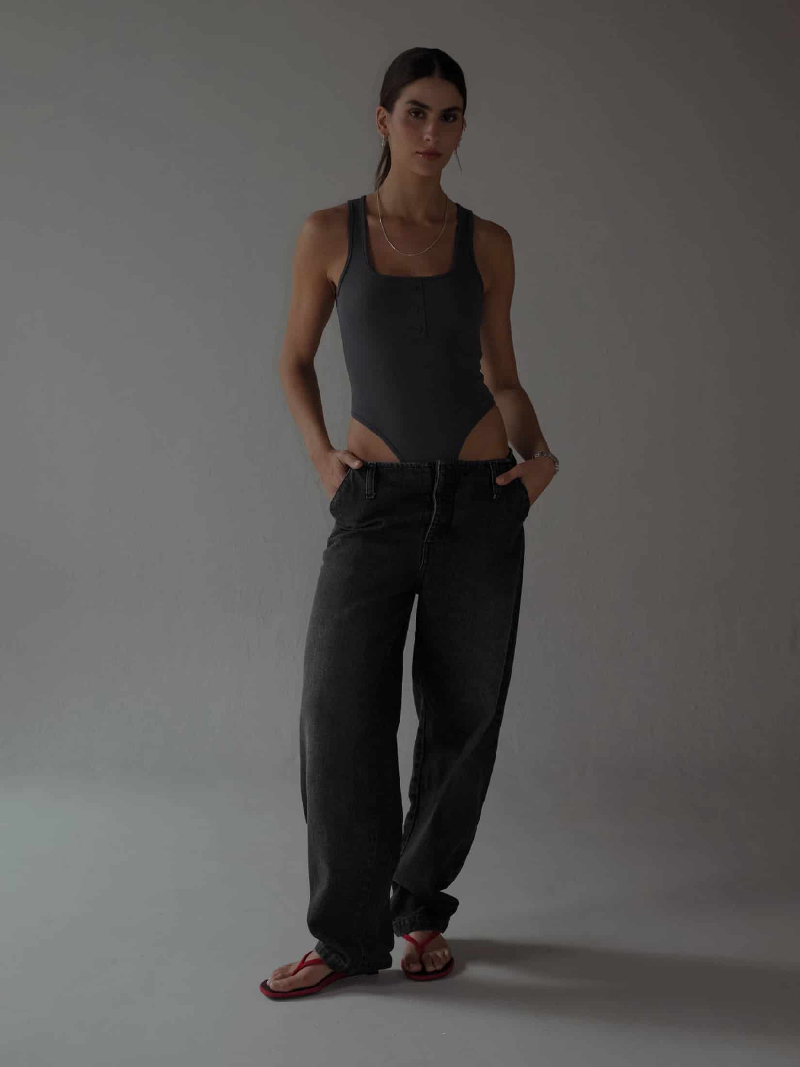 HALF BUTTON BODY - DARK GRAY - miniatura 5
