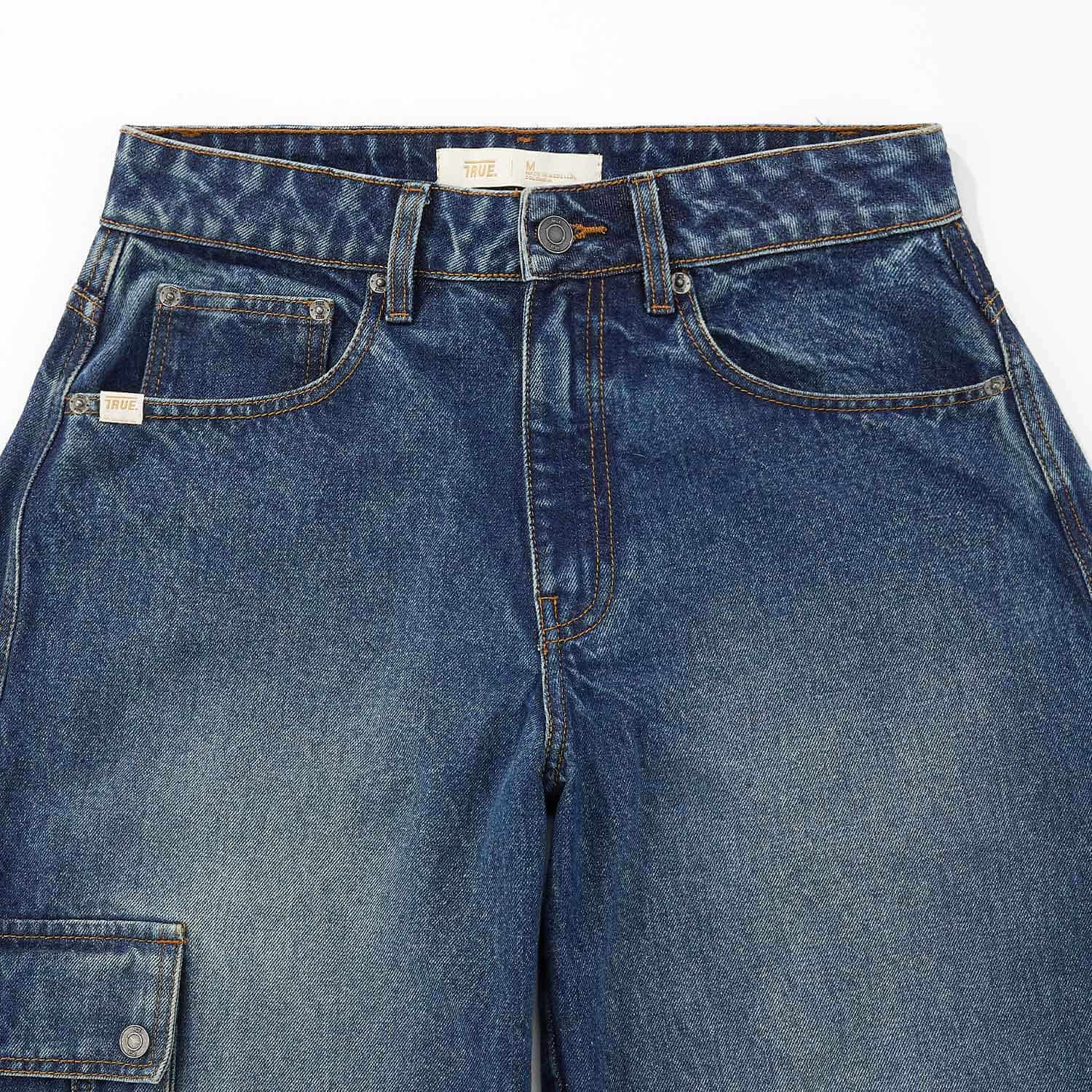 Cargo Multi-Pocket Denim Pants - Deep Blue - miniatura 5