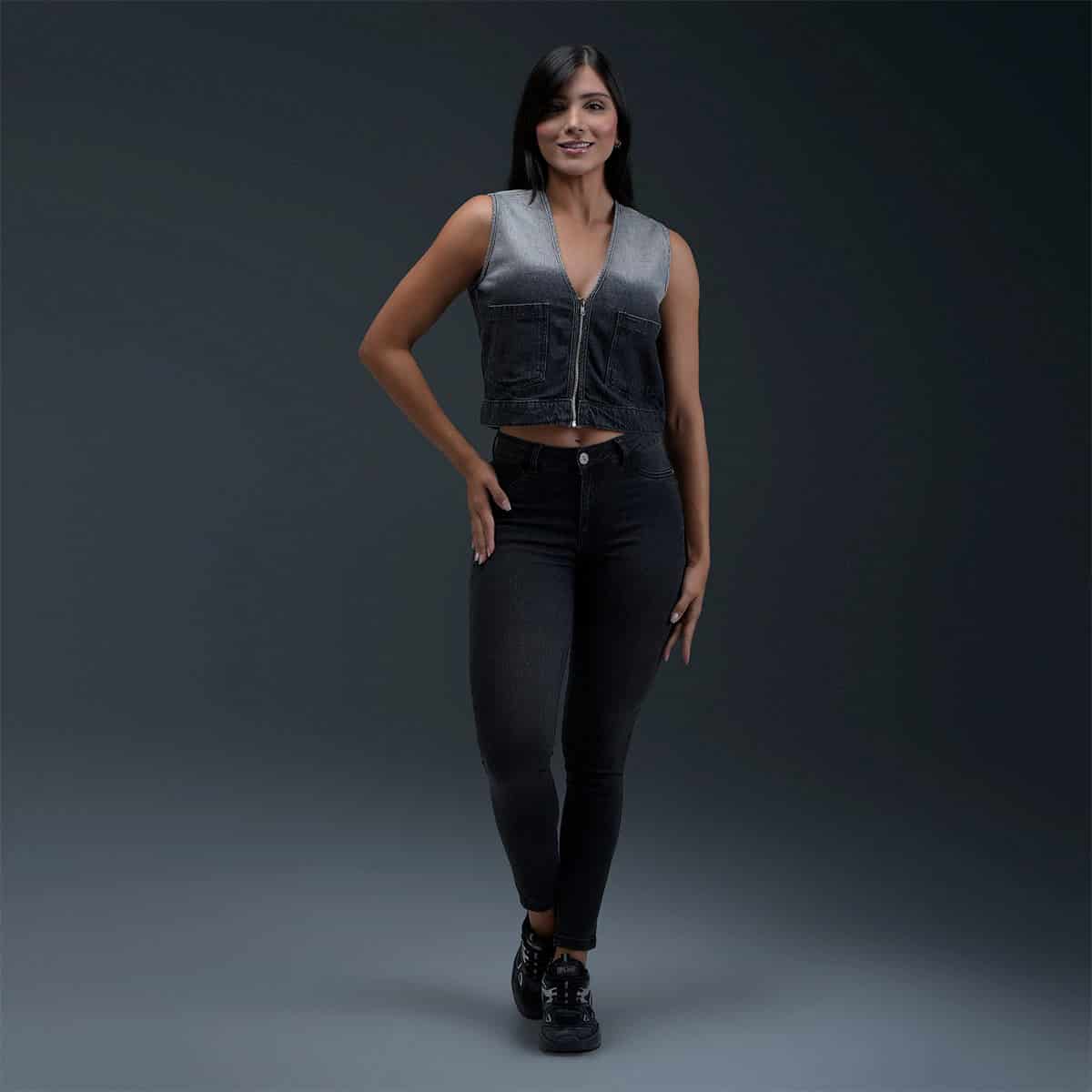 Chaleco Denim Gris Mujer - miniatura 4