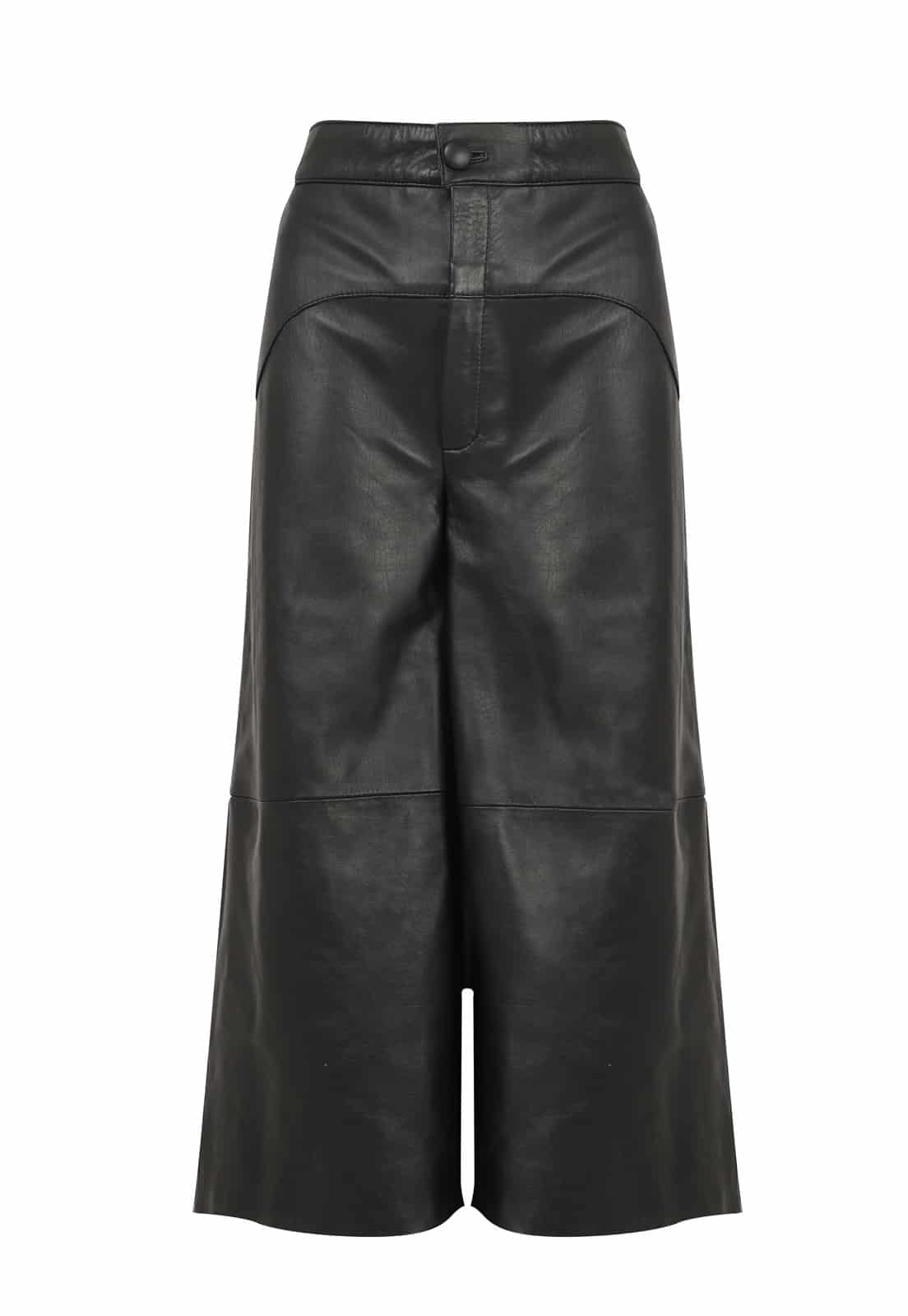 SHORT LEATHER WIDE LEG TROUSERS - miniatura 6