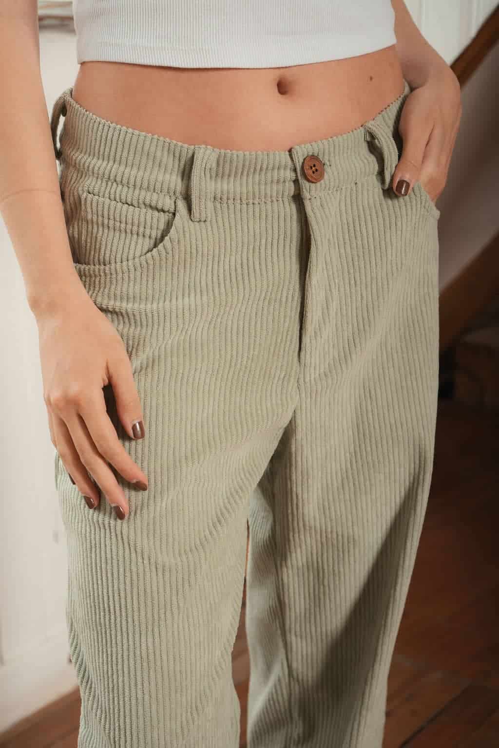 pantalones pana verde menta - miniatura 1