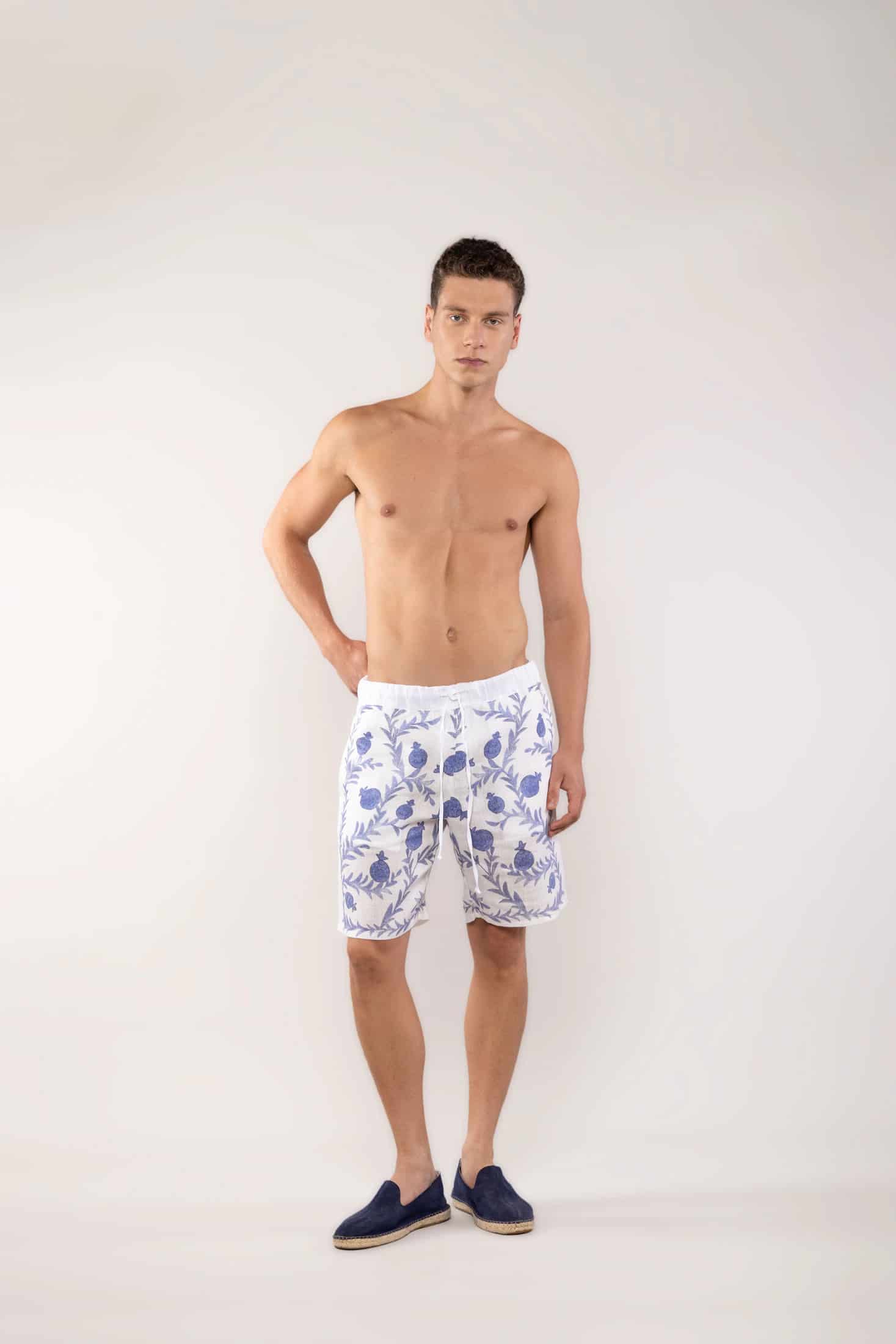 Men's linen bermuda navy timur - miniatura 1
