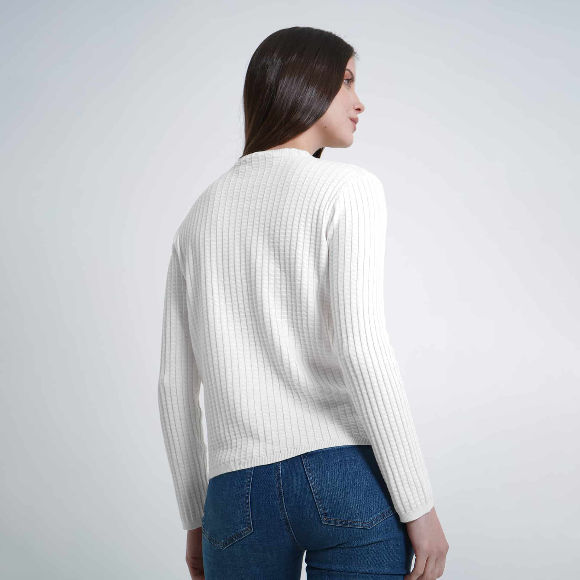 Sweater tejido wafle cuello redondo manga larga - miniatura 9