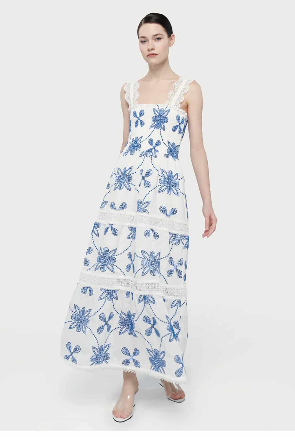 COCO MAXI DRESS WHITE/BLUE - miniatura 2