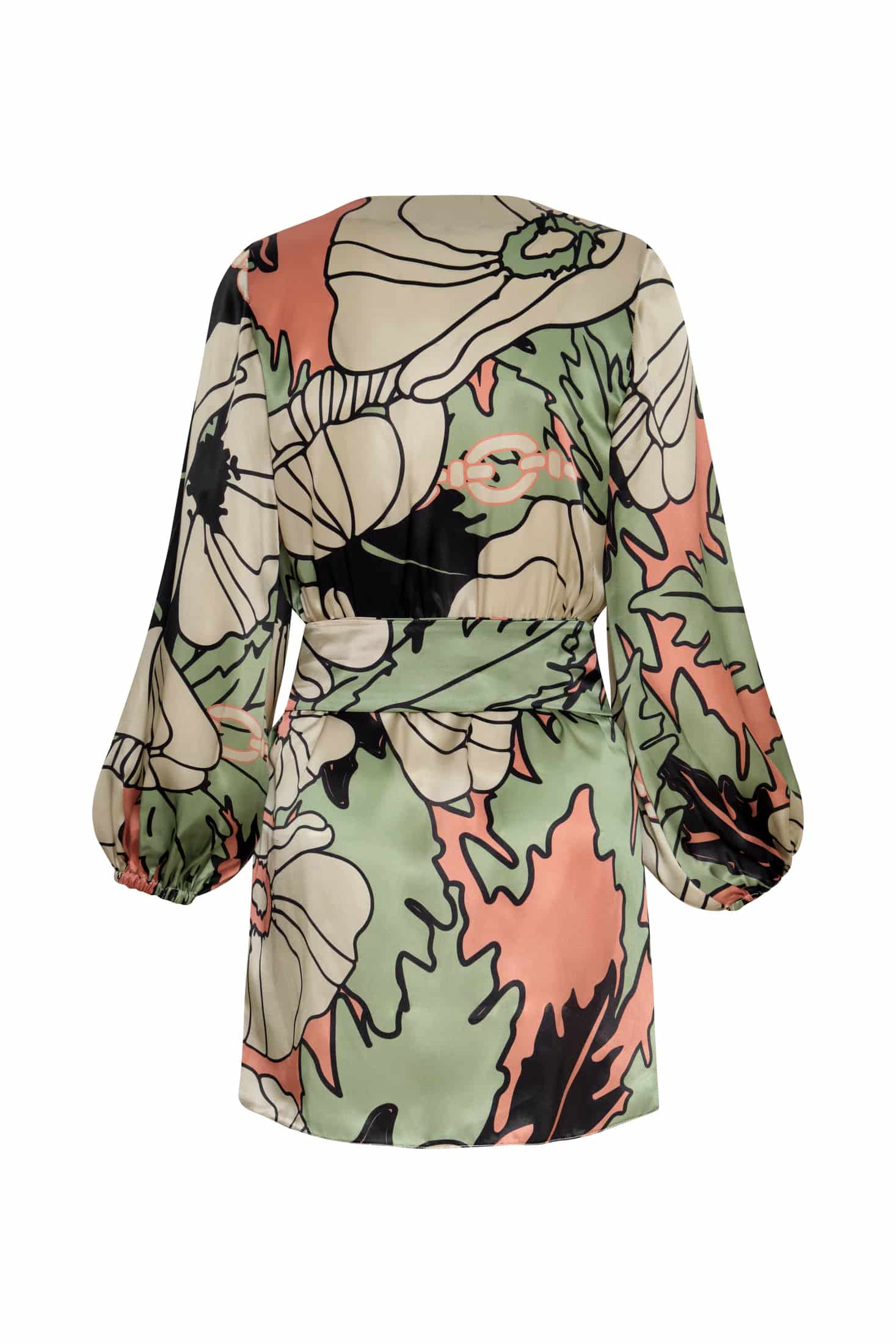 Tertulia Satin Silk Mini Dress / Sage Gladiolos Garden - miniatura 3